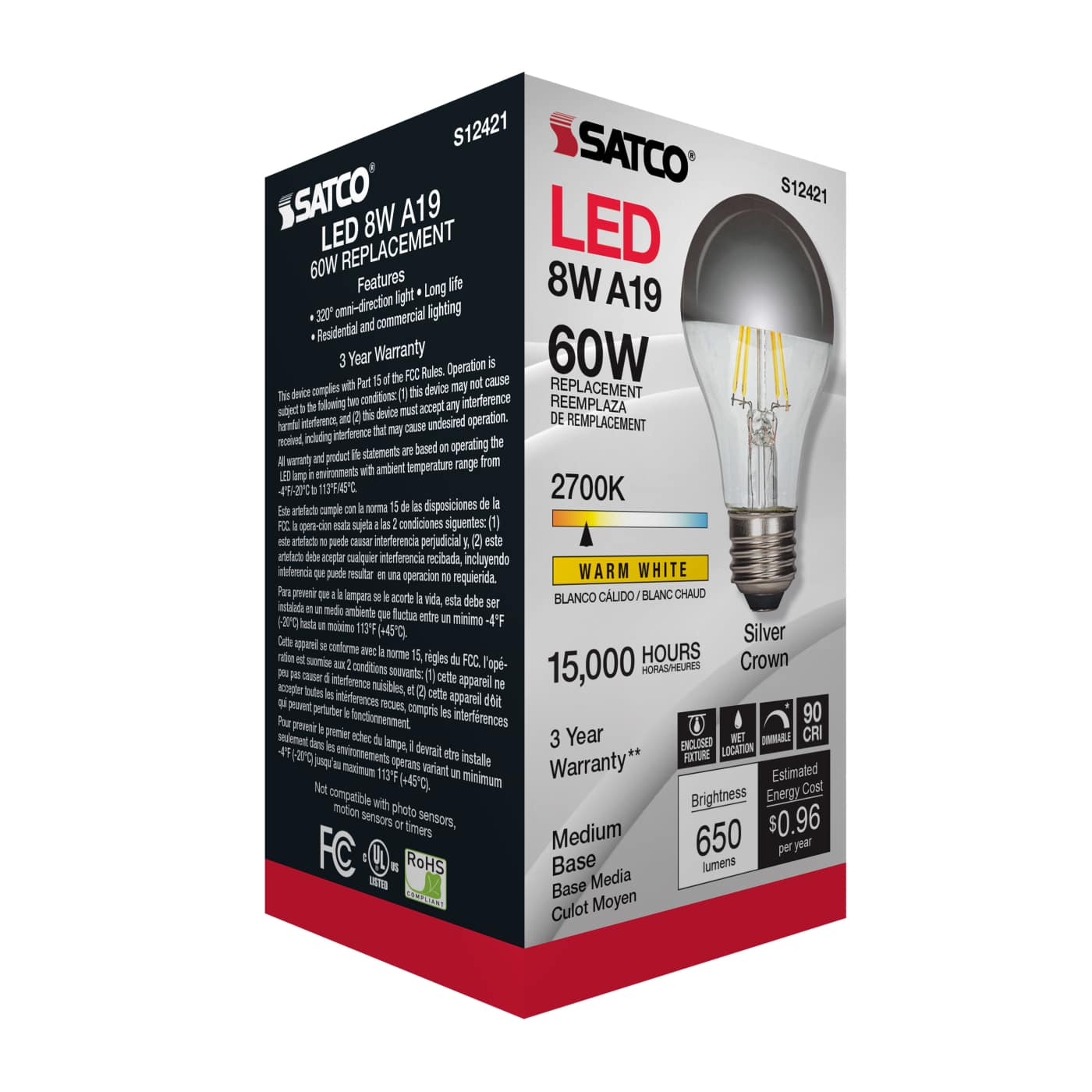 6A19/SLV/LED/E26/927/120V - S12421