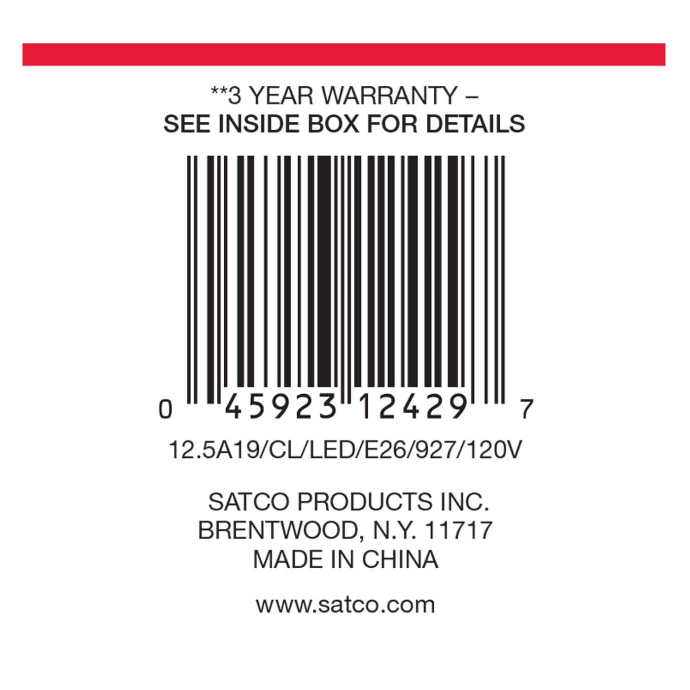 12.5A19/CL/LED/E26/927/120V - S12429