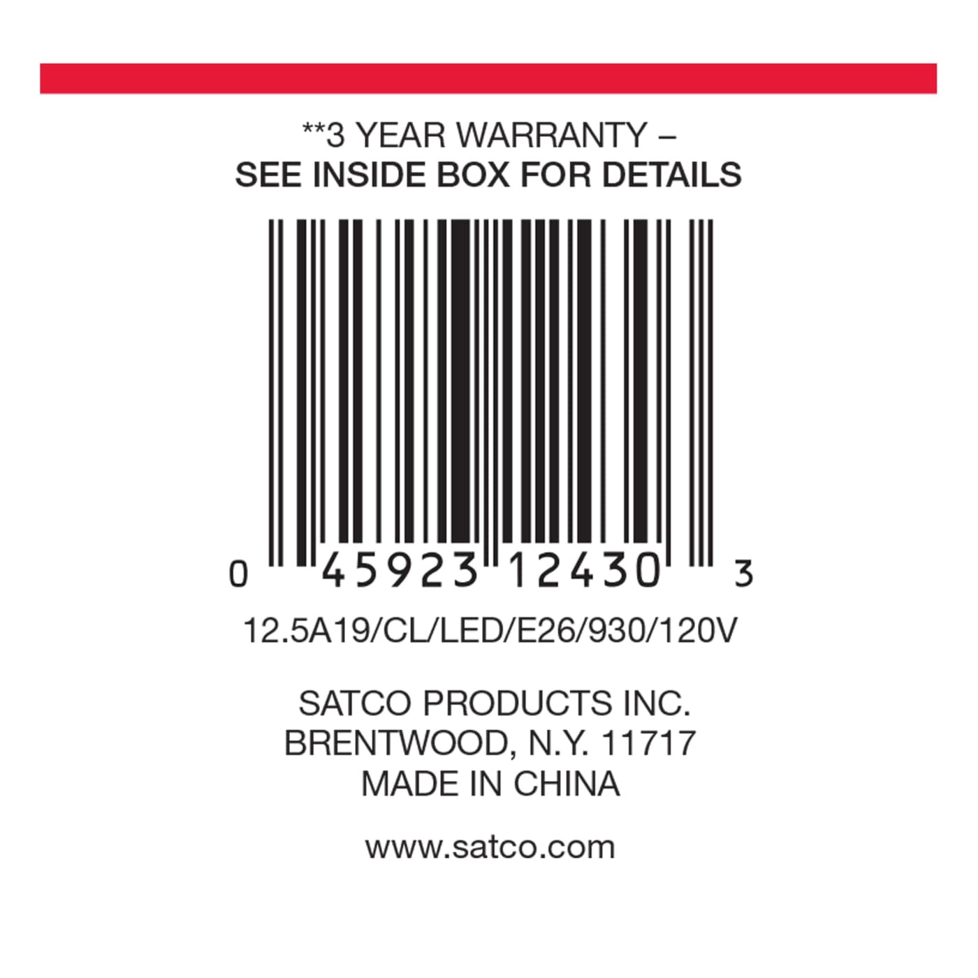 12.5A19/CL/LED/E26/930/120V - S12430