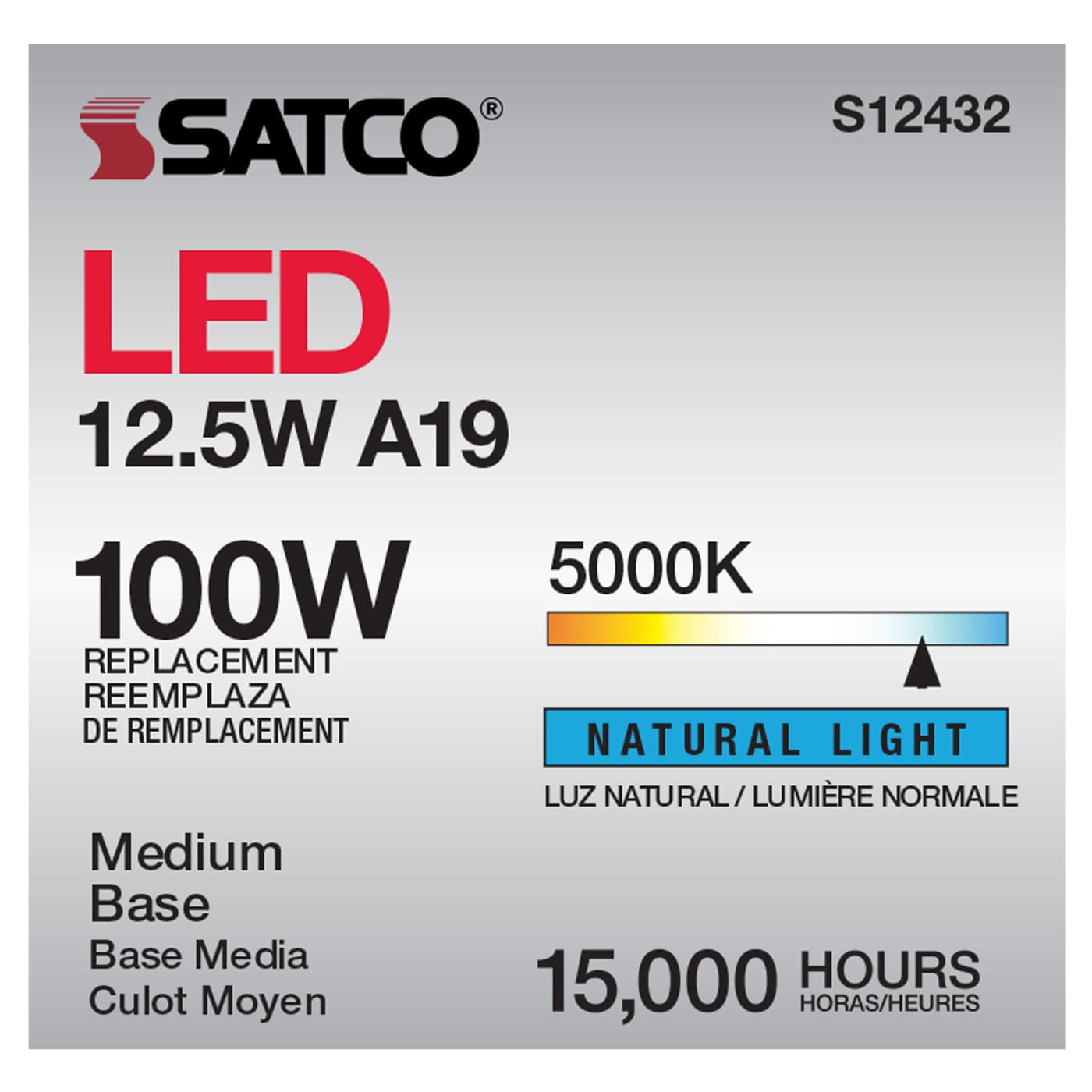 12.5A19/CL/LED/E26/950/120V - S12432