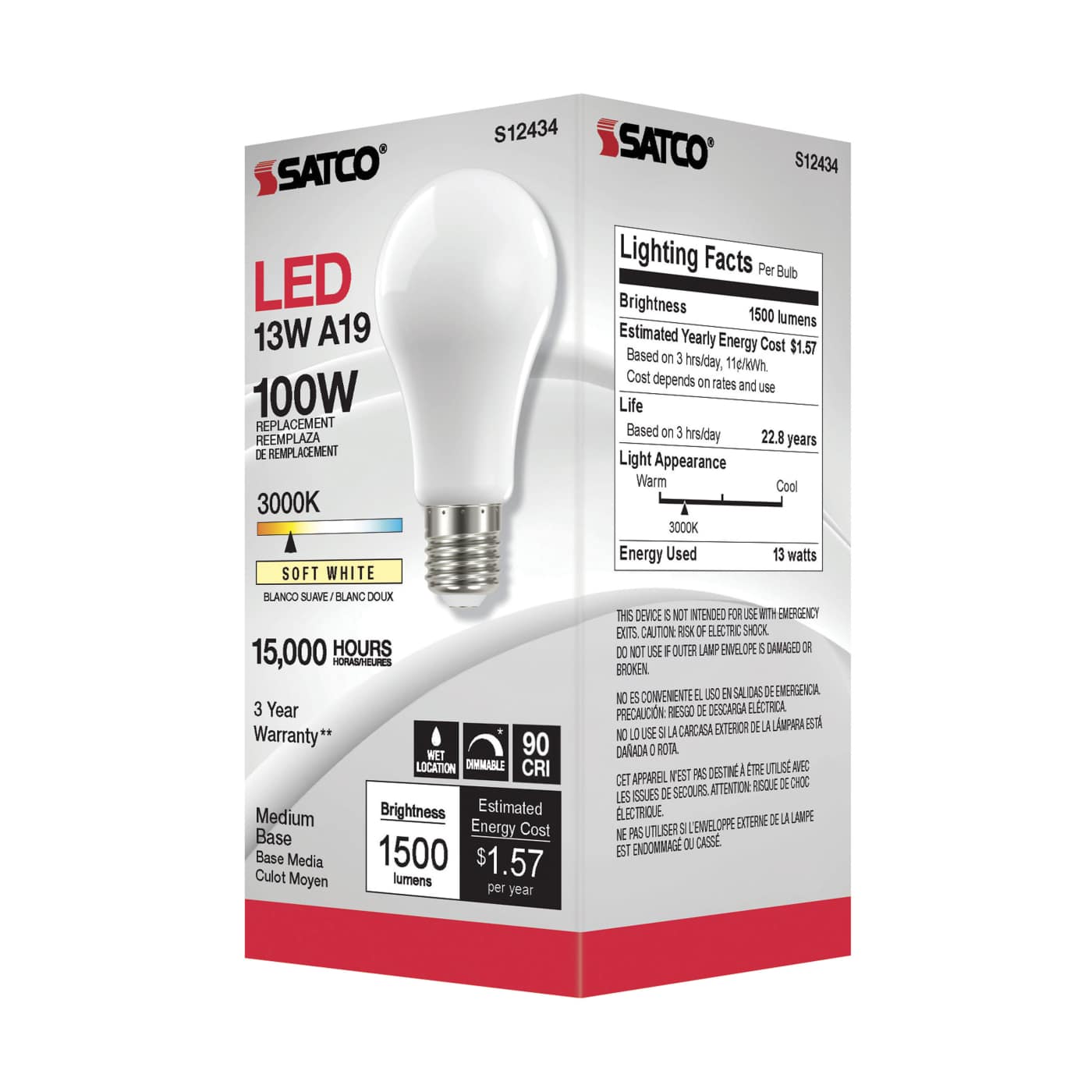 13.5A19/SW/LED/E26/930/120V - S12434