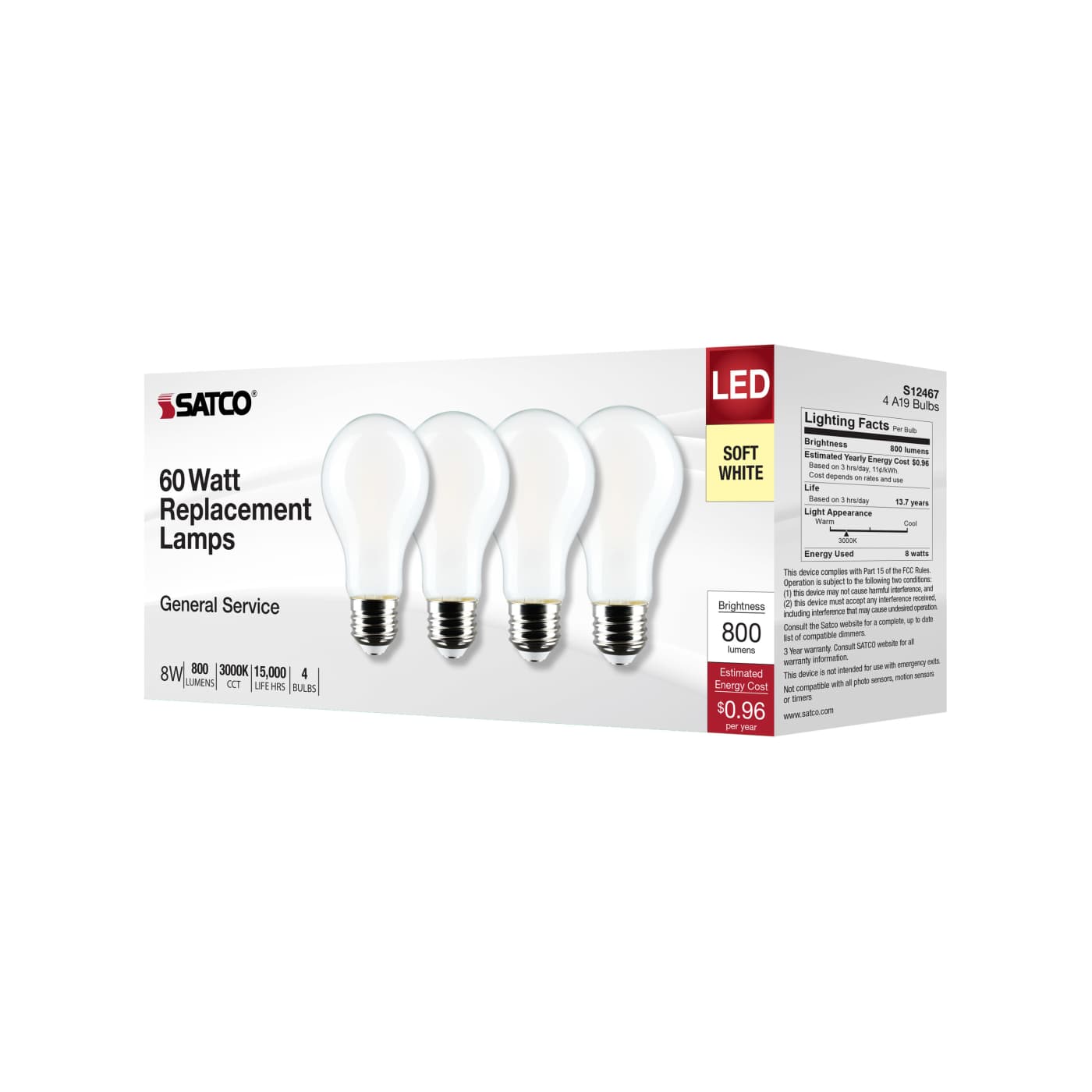 8A19/SW/LED/E26/930/4PK/120V - S12467