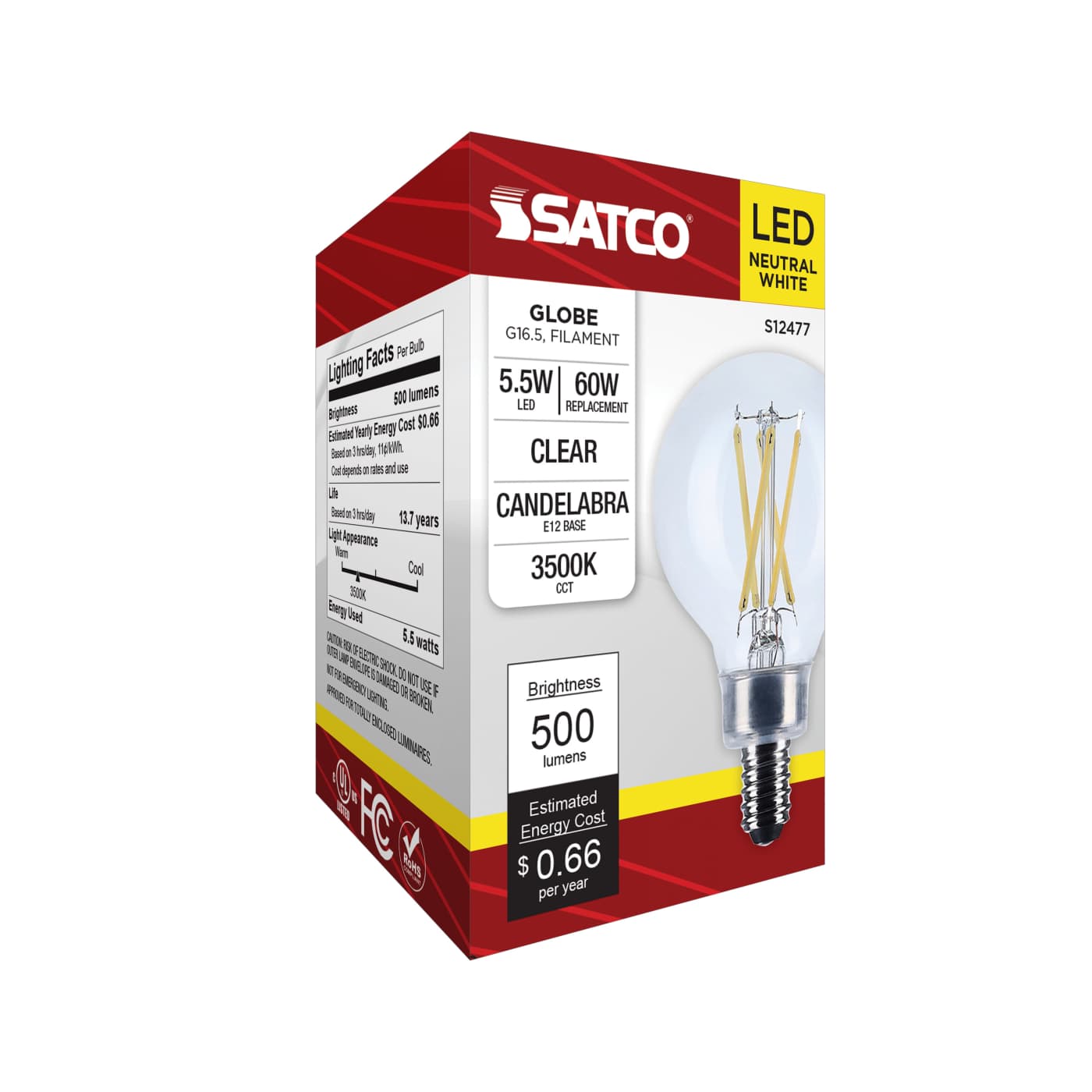 5.5G16.5/LED/CL/935/120V/E12 - S12477