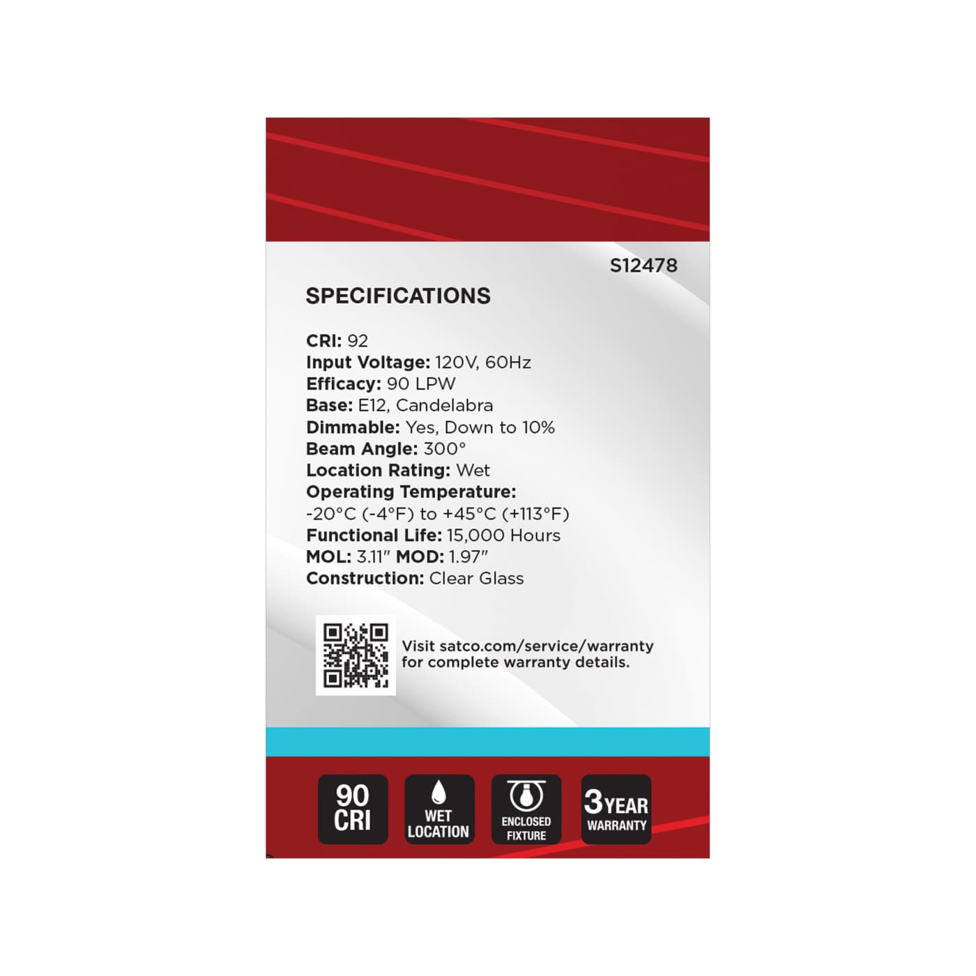 5.5G16.5/LED/CL/950/120V/E12 - S12478