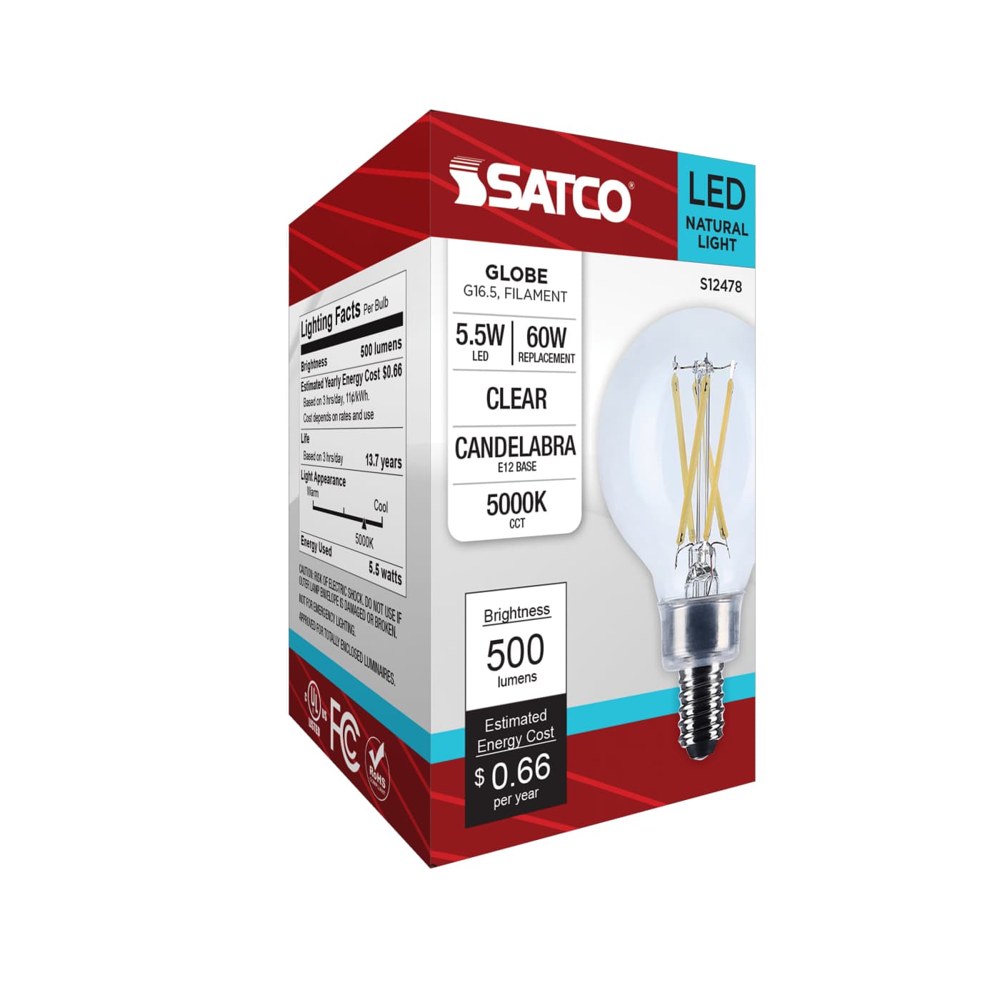 5.5G16.5/LED/CL/950/120V/E12 - S12478