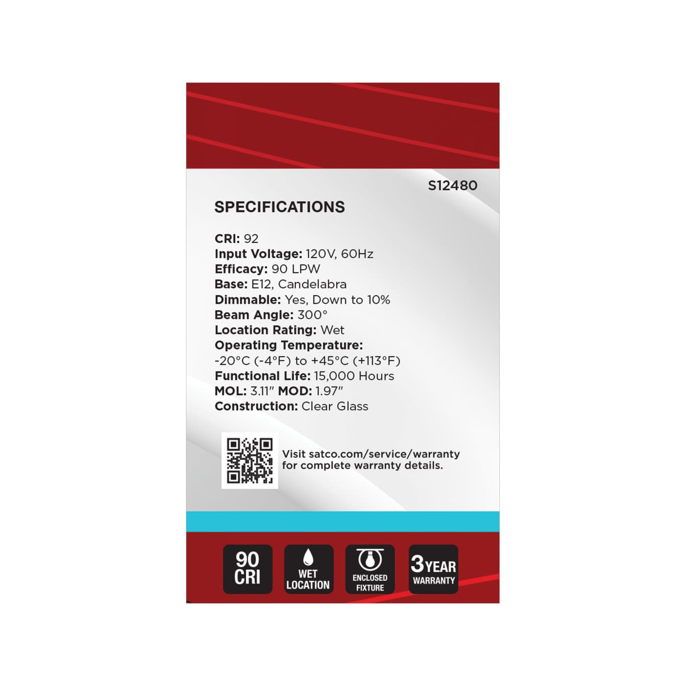 5.5G16.5/LED/CL/950/120V/E26 - S12480