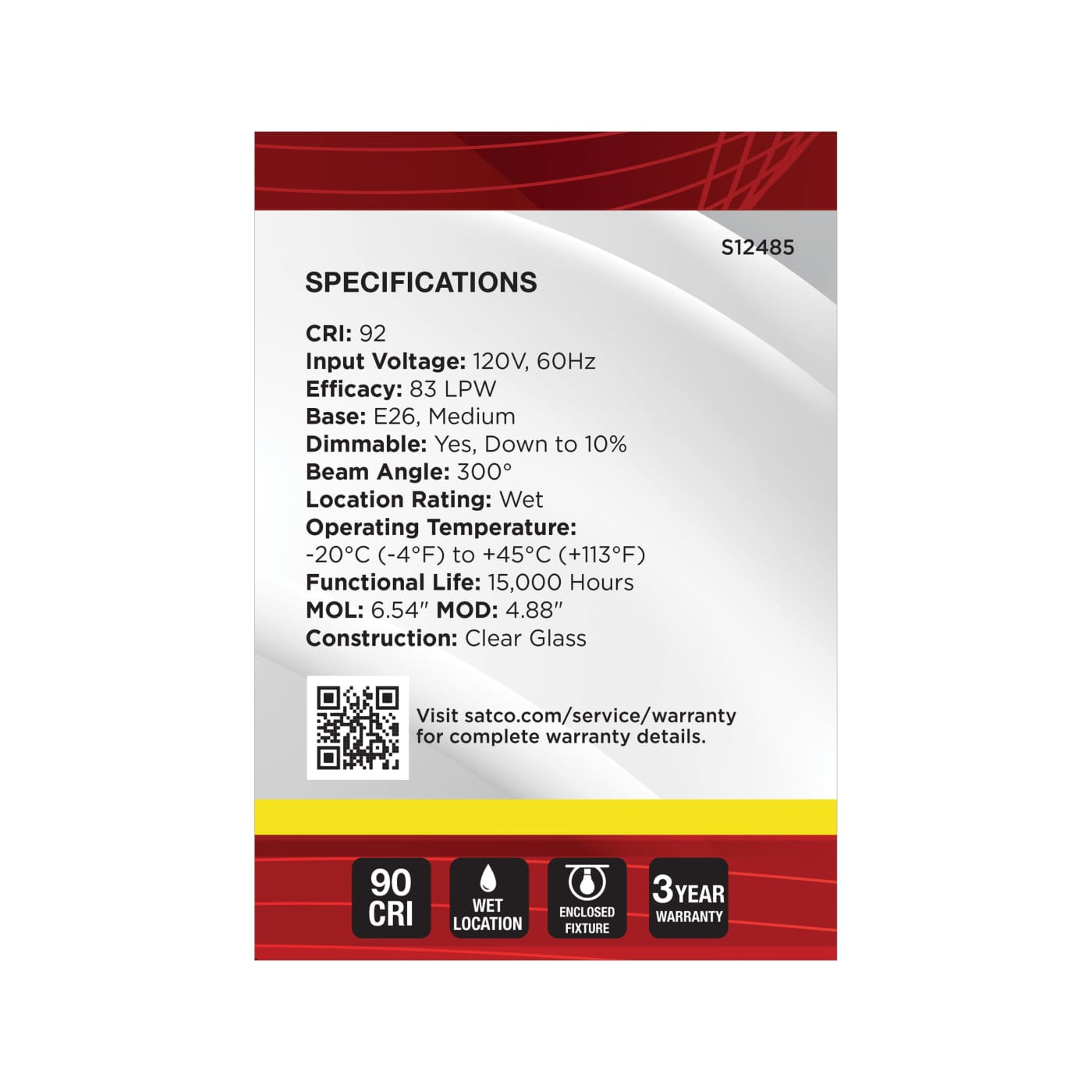 6G40/CL/LED/E26/935/120V - S12485