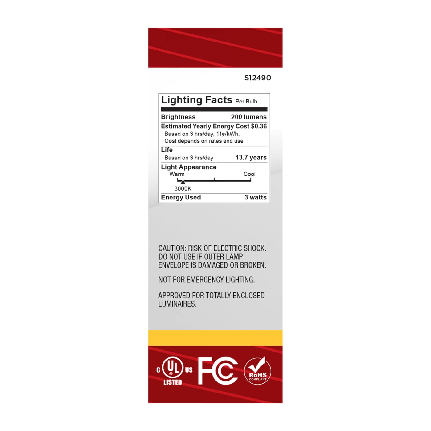 3B11/LED/930/CL/120V/E12 - S12490