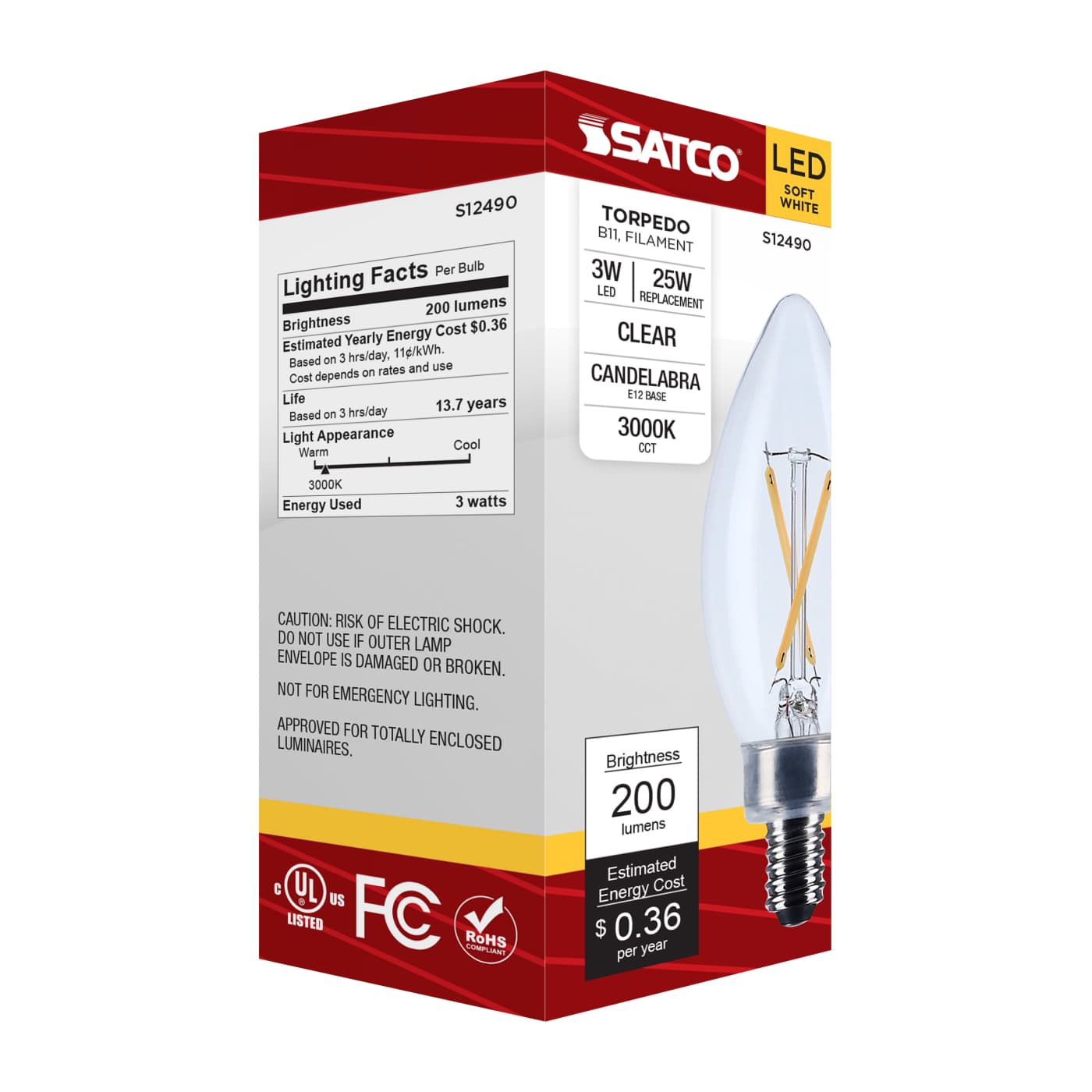 3B11/LED/930/CL/120V/E12 - S12490