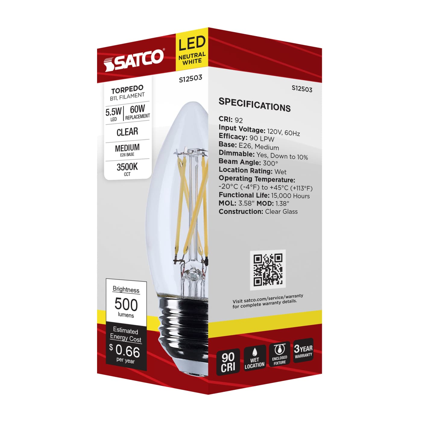 5.5B11/LED/935/CL/120V/E26 - S12503