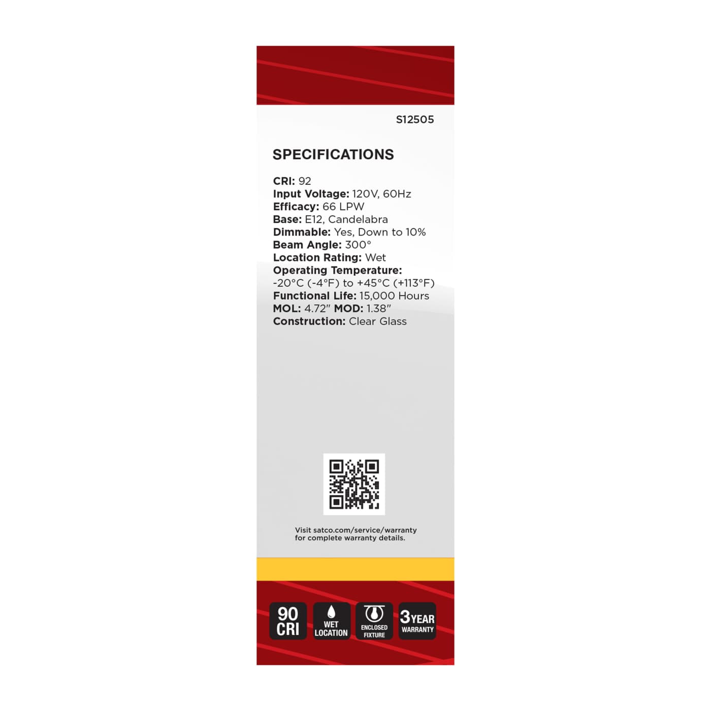 3CA10/LED/930/CL/120V/E12 - S12505