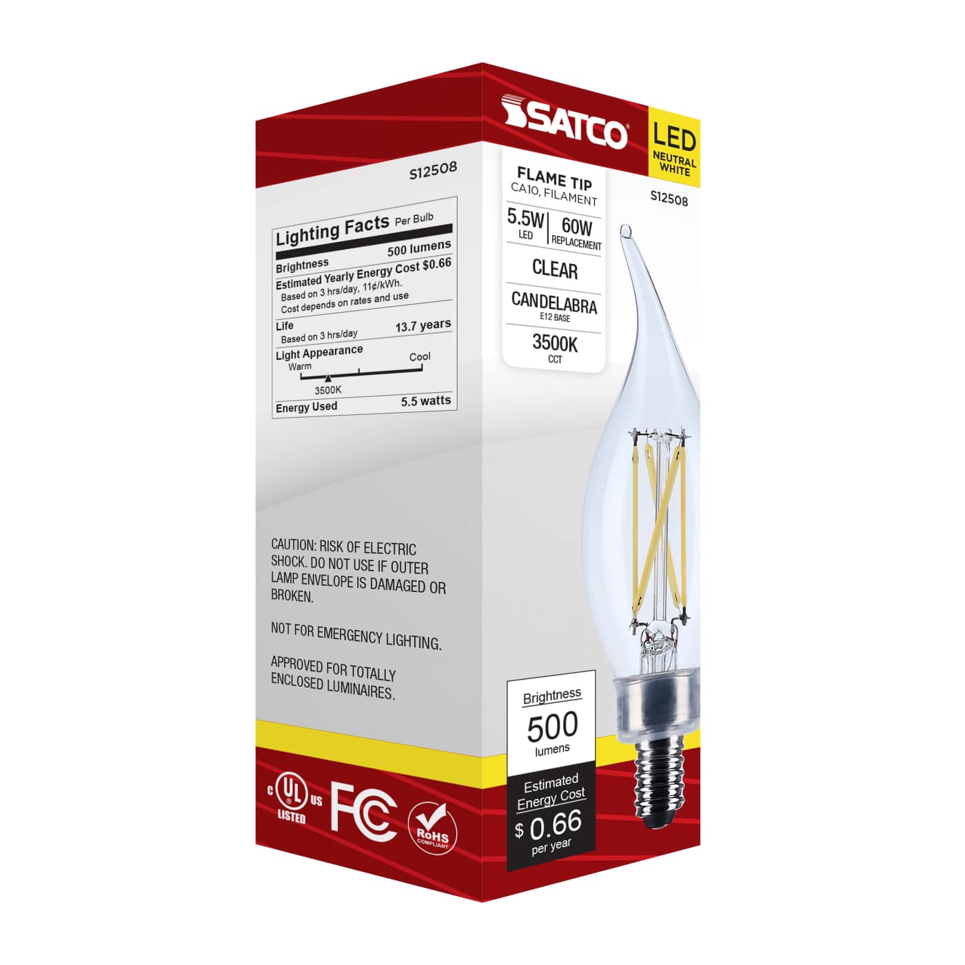 5.5CA10/LED/935/CL/120V/E12 - S12508