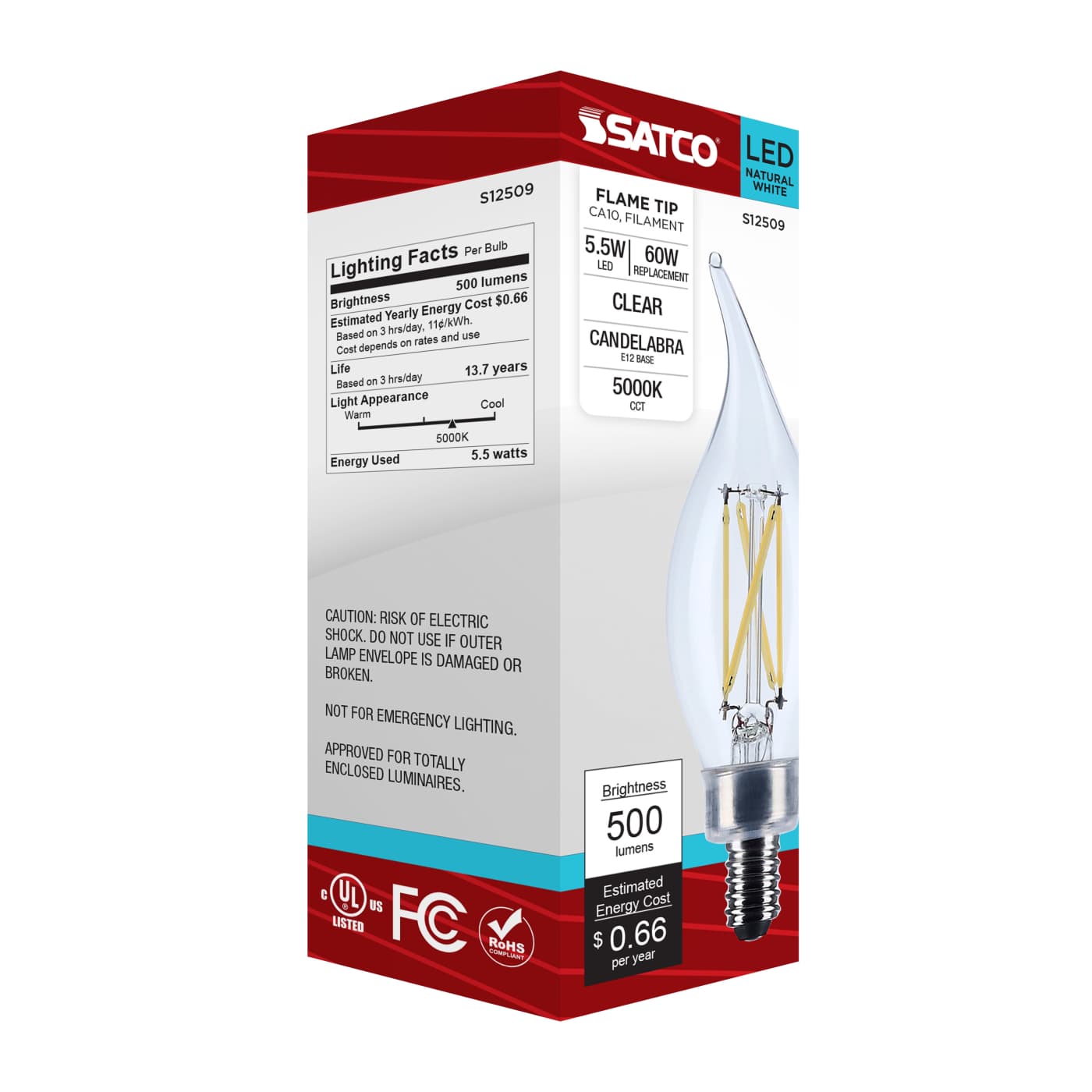 5.5CA10/LED/950/CL/120V/E12 - S12509