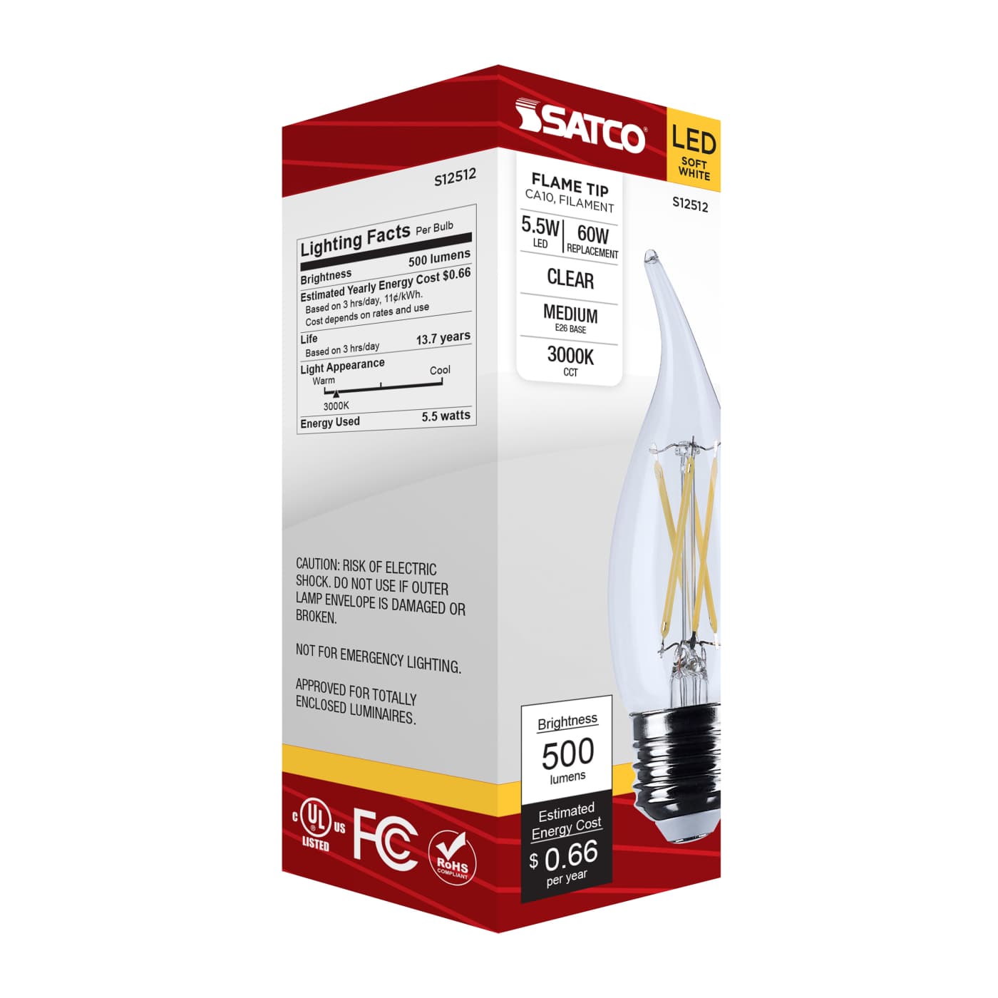 5.5CA10/LED/930/CL/120V/E26 - S12512