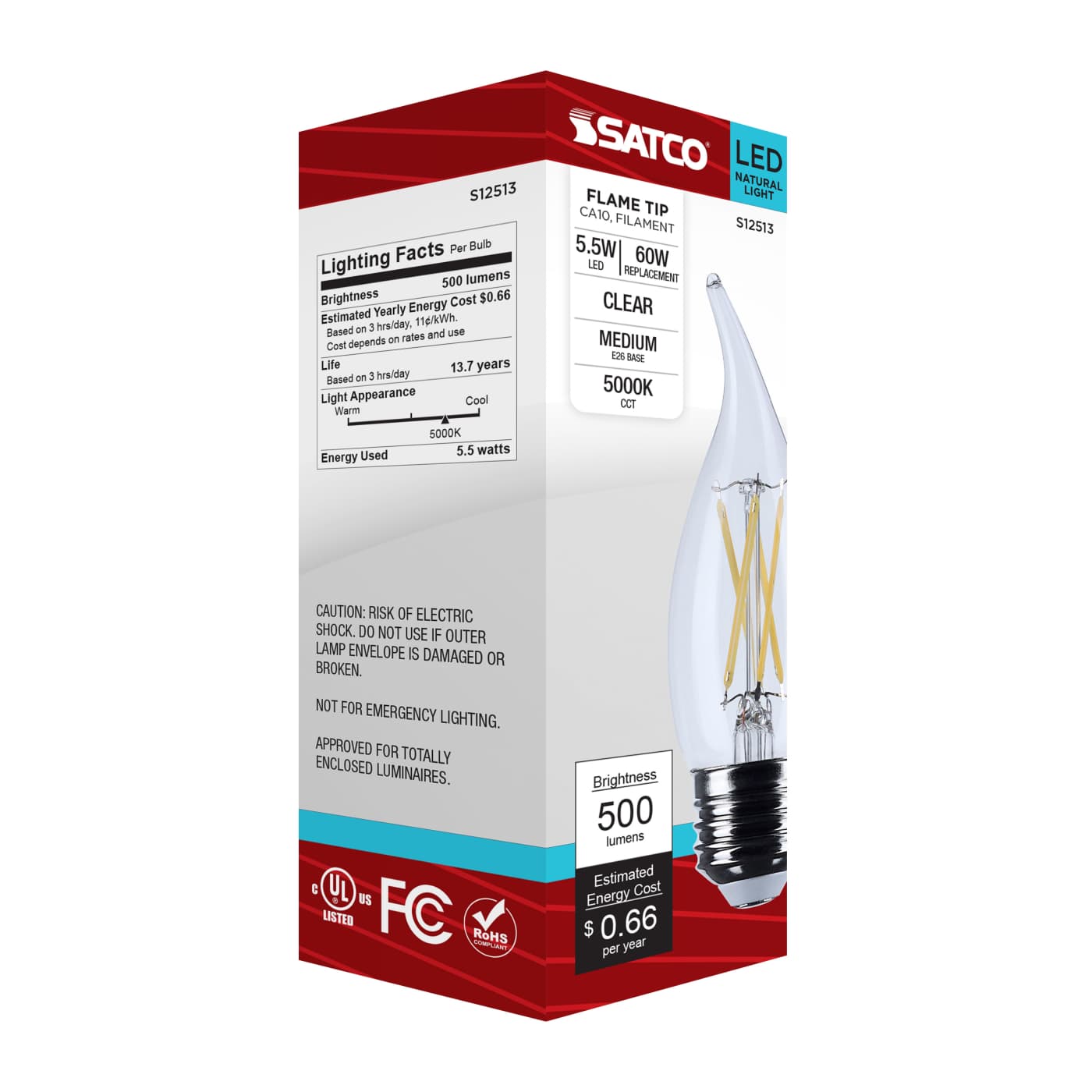 5.5CA10/LED/950/CL/120V/E26 - S12513