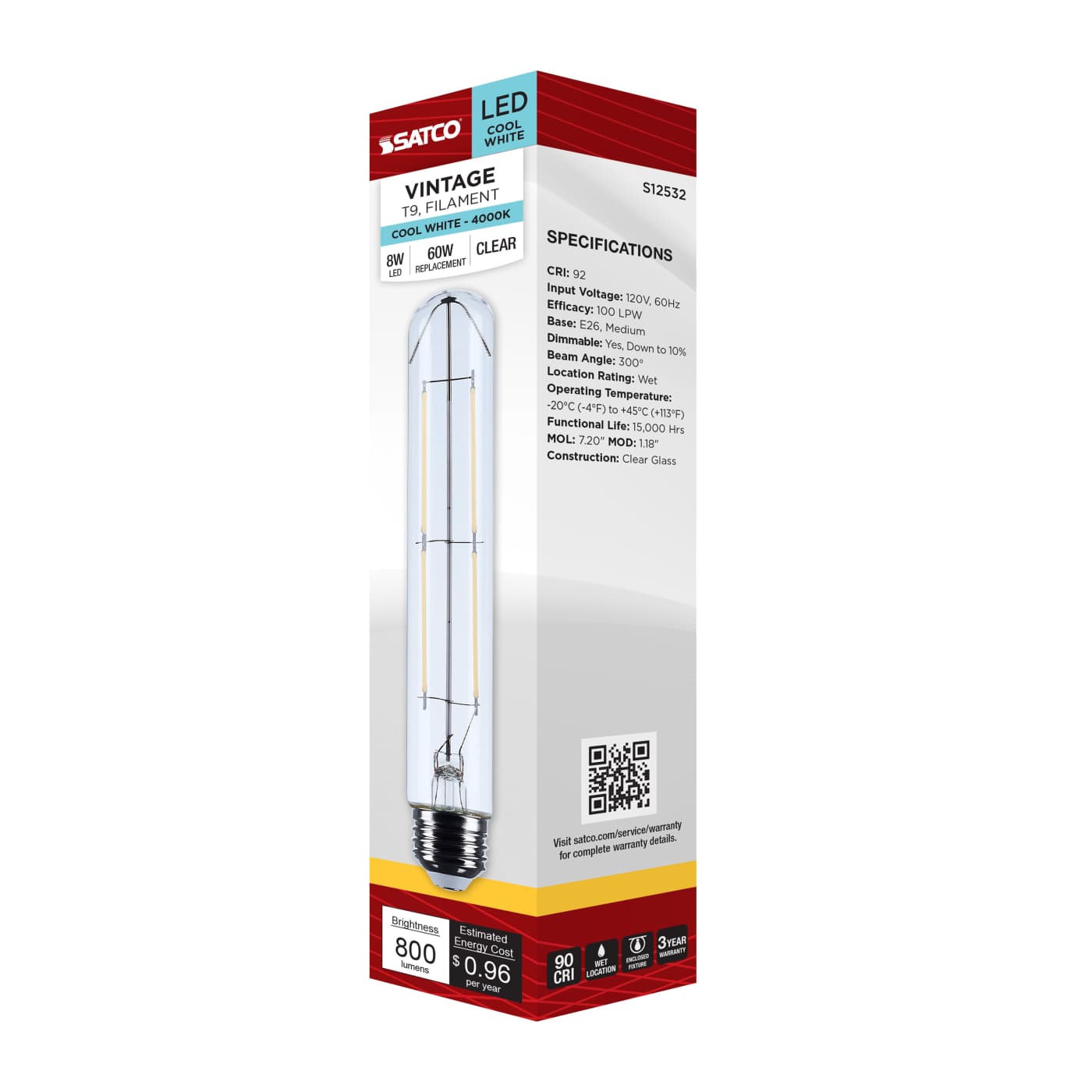 8T9/LED/CL/940/120V/E26 - S12532