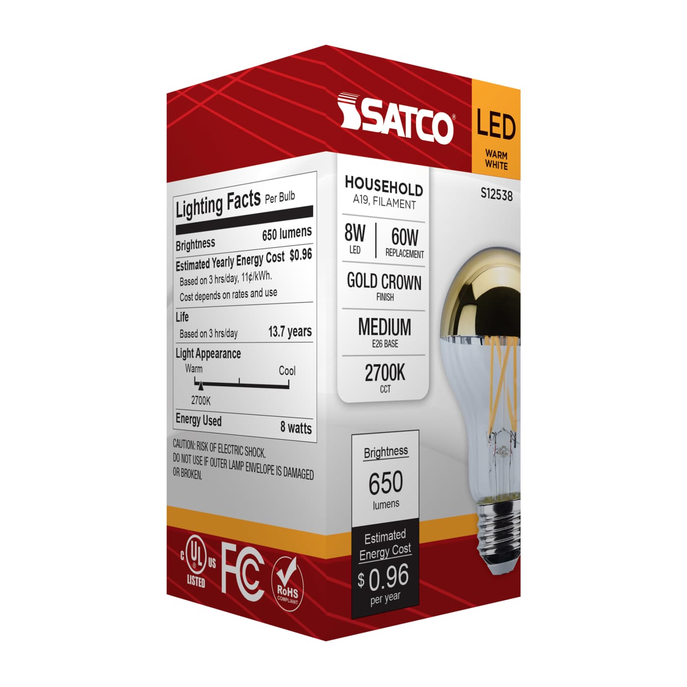 8A19/GOLD/LED/927/120V - S12538