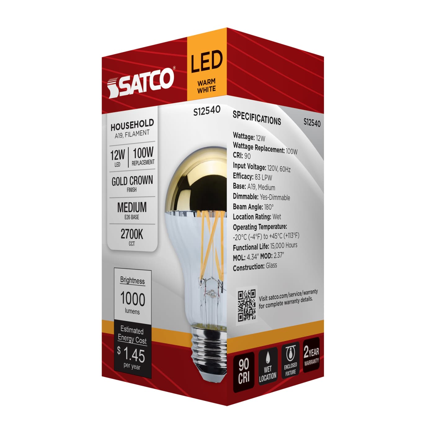 12A19/GOLD/LED/927/120V - S12540