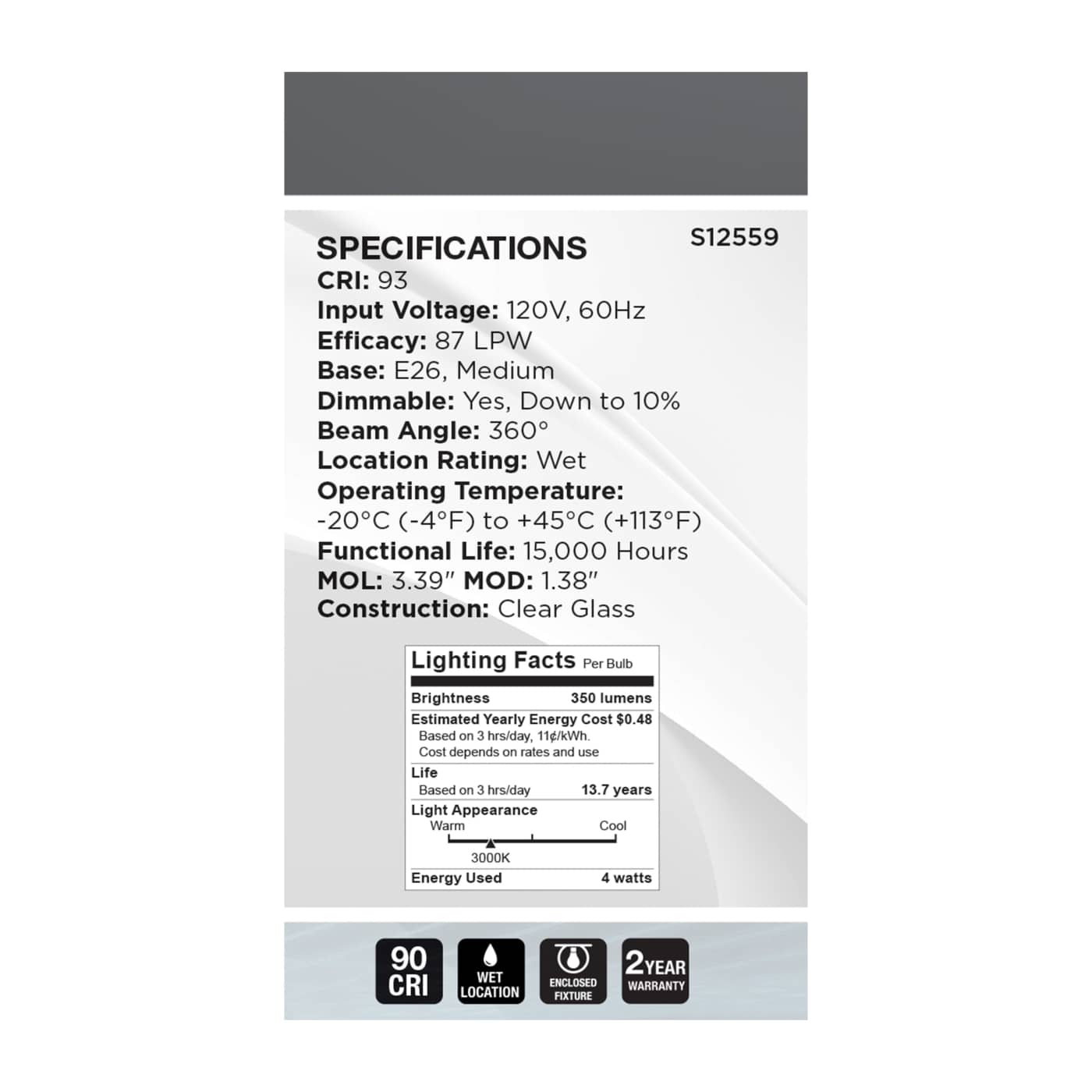 4A15/CL/LED-GF/COIL/930/E26 - S12559