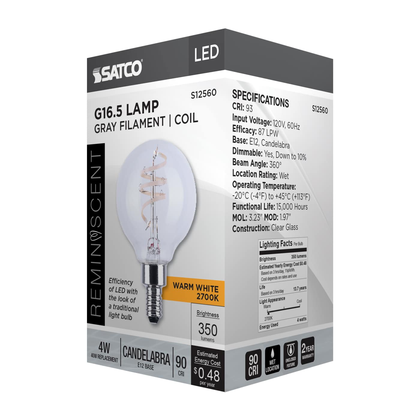 4G16.5/CL/LED-GF/COIL/927/E12 - S12560