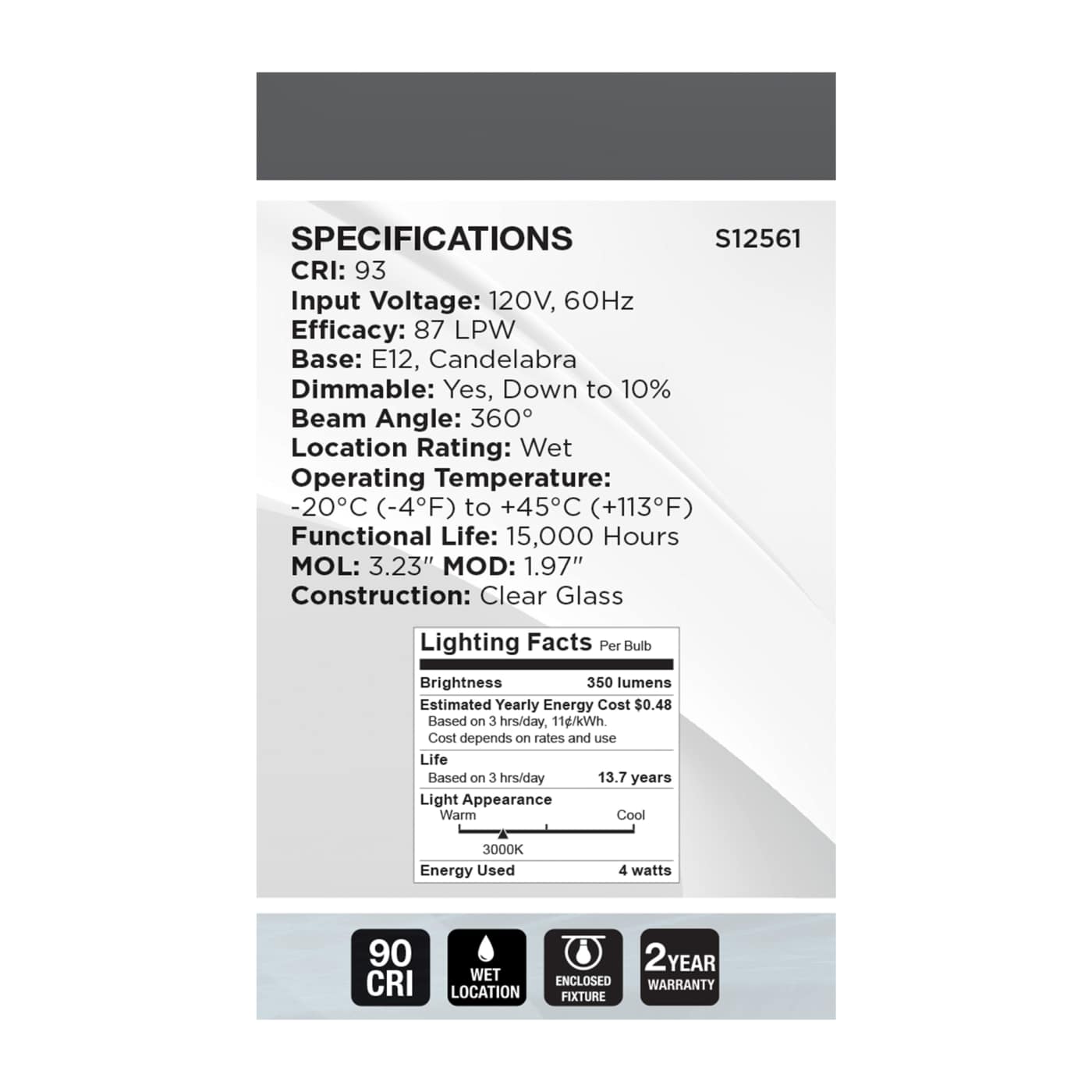 4G16.5/CL/LED-GF/COIL/930/E12 - S12561