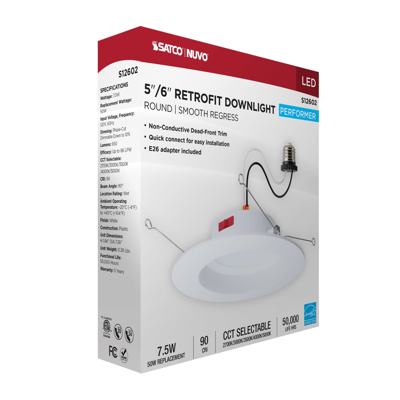 8WLED/DLR/5-6/5CCT/E/RND/WH - S12602