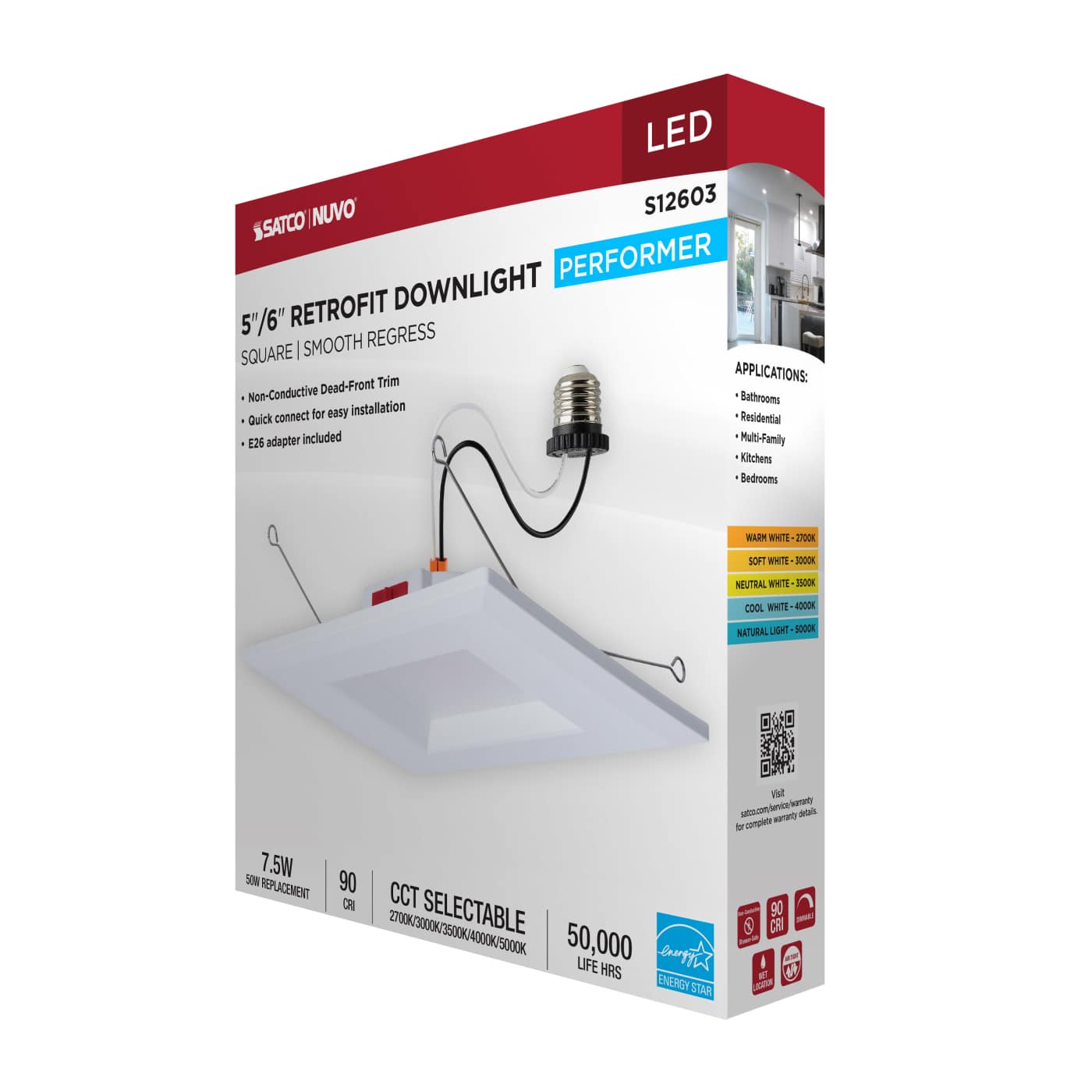 8WLED/DLR/5-6/5CCT/E/SQ/WH - S12603