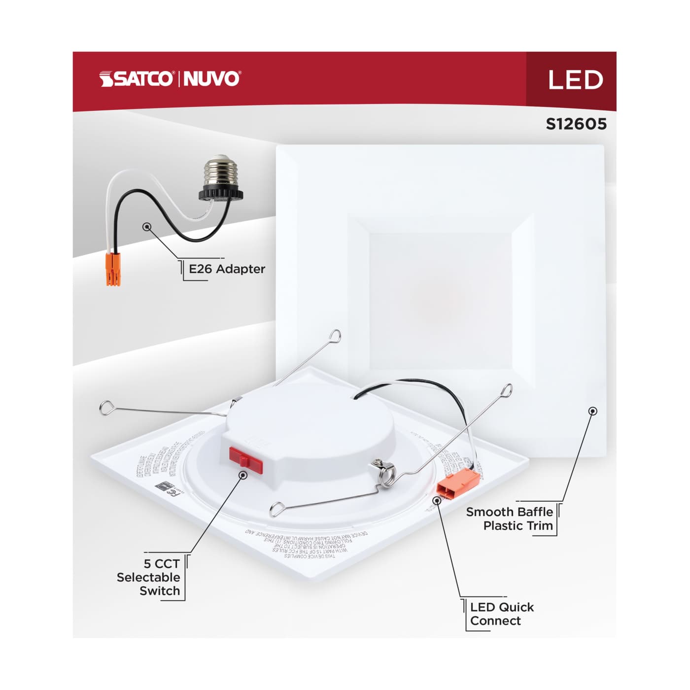 10WLED/DLR/5-6/5CCT/E/SQ/WH - S12605