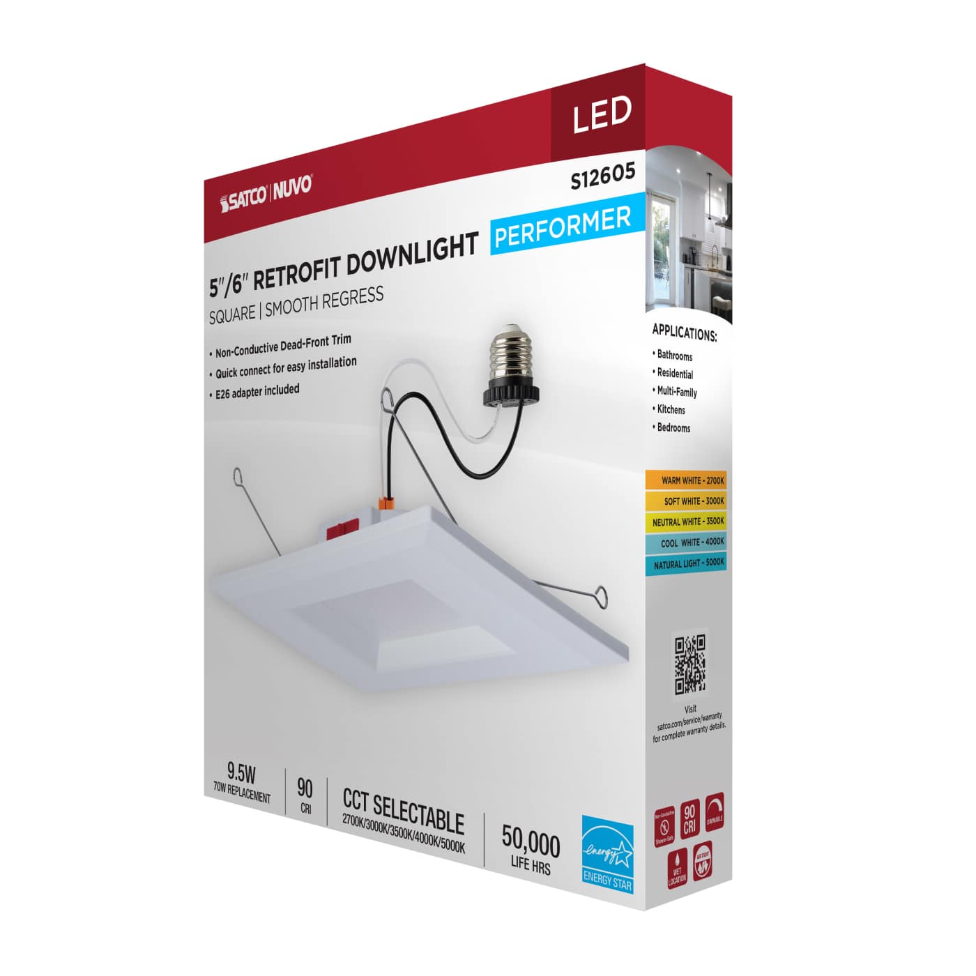 10WLED/DLR/5-6/5CCT/E/SQ/WH - S12605