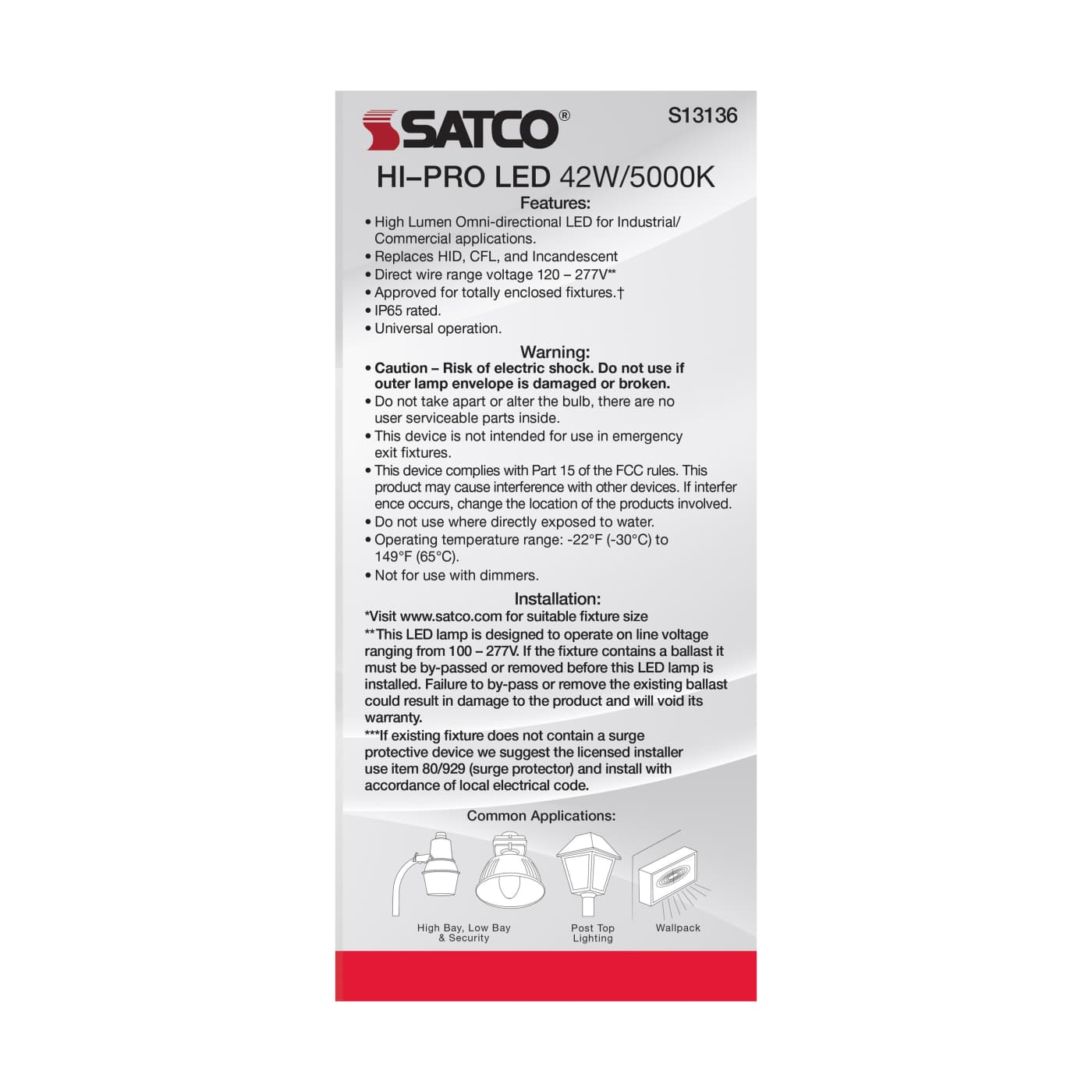 42W/LED/HID/ED28/850/EX39 - S13136