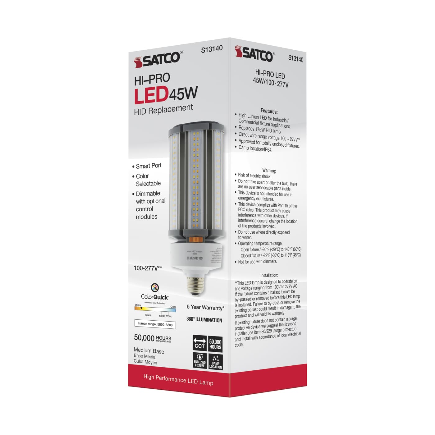 45W/LED/HID/CCT/E26/100-277V - S13140