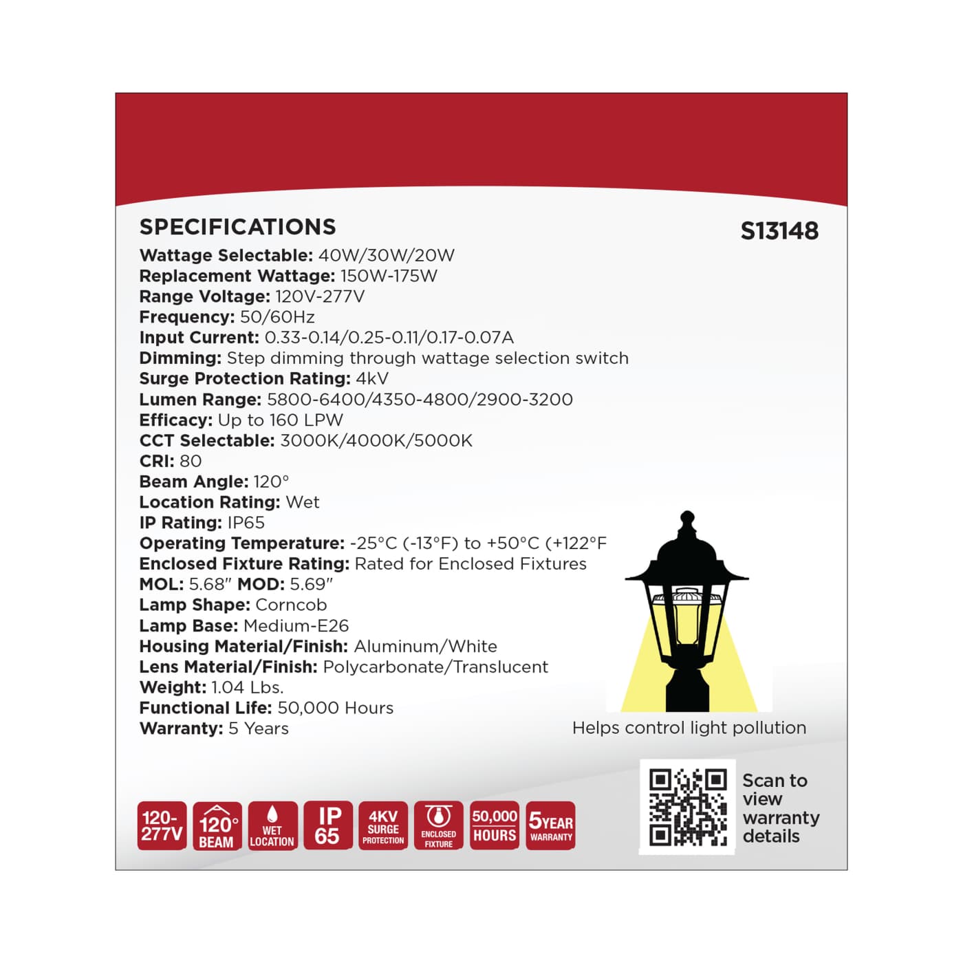 40HID/L/CCT3/E26/B/U - S13148