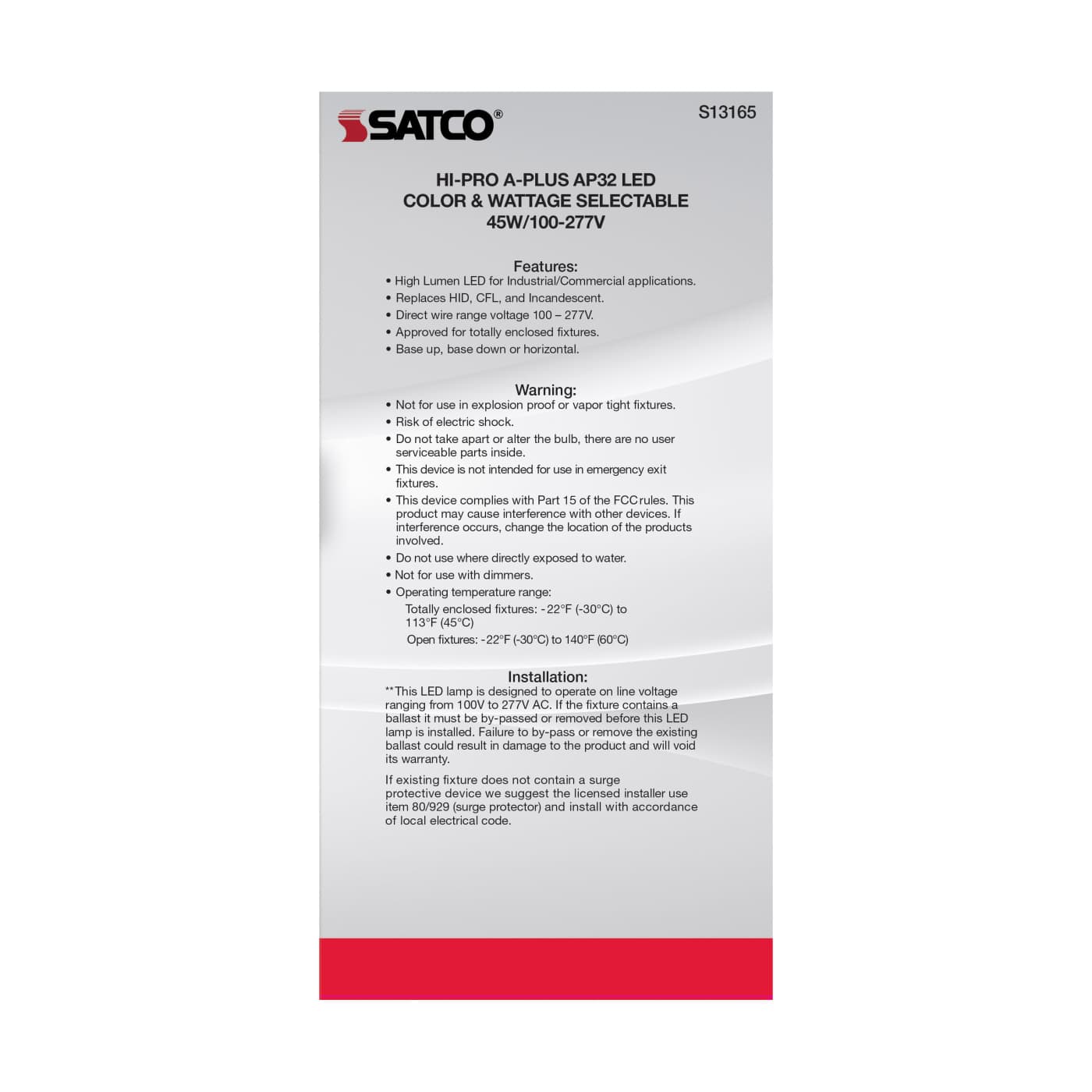 45W/AP32/LED/CCT/100-277V/EX39 - S13165