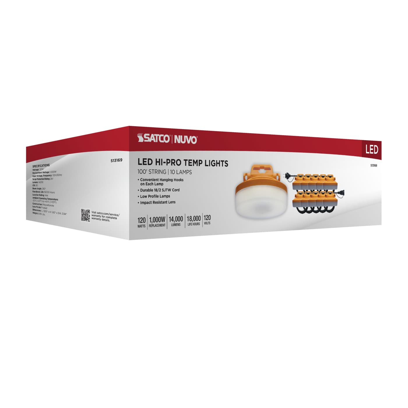 100-FT/LED/10PC/TEMP/STR/120W - S13169