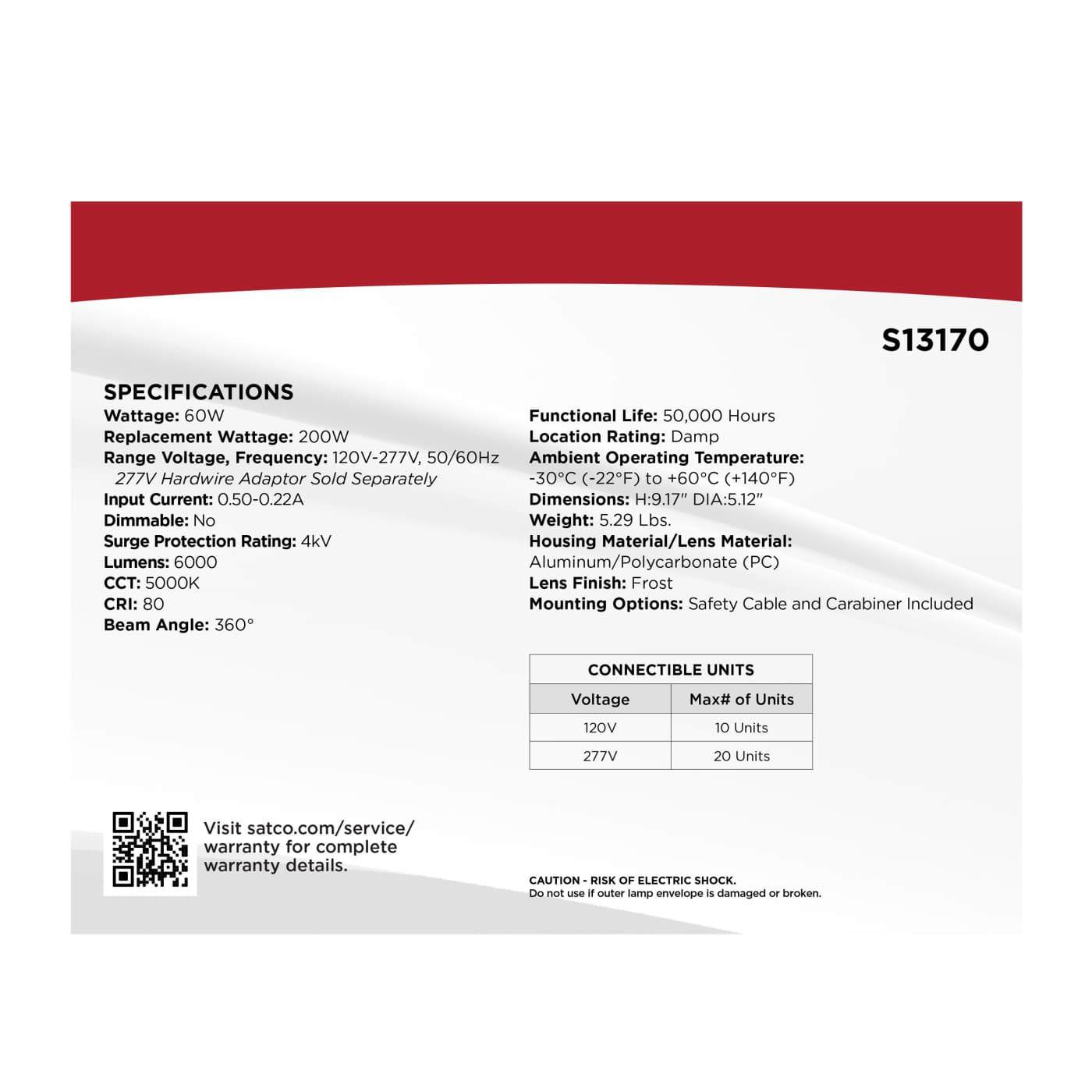 60W/LED/HID/TEMP/850/120-277V - S13170