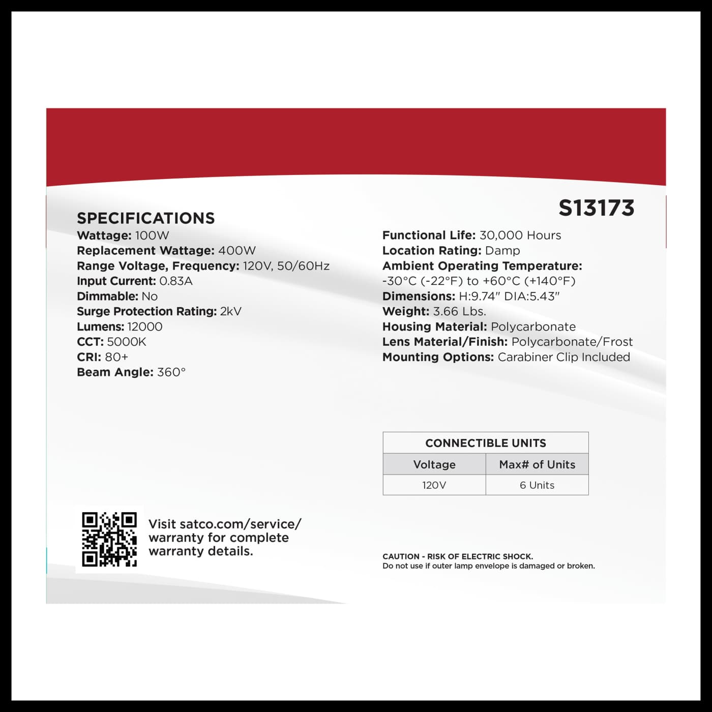 100W/LED/HID/ECO/TEMP/850/120V - S13173