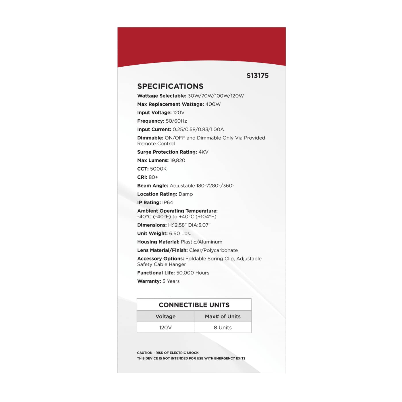 120W/LED/MB/IP64/850/120V - S13175