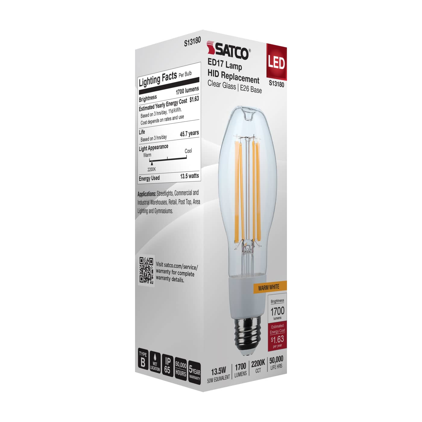 13.5W/LED/HID/ED17/822/E26/CL - S13180
