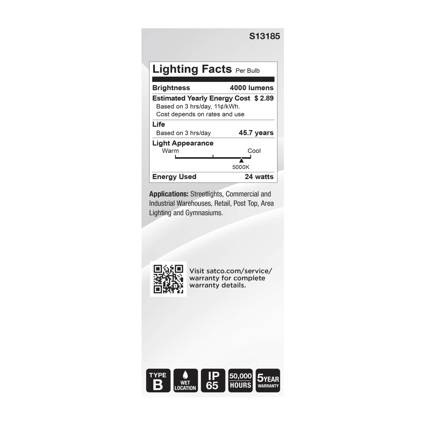 24W/LED/HID/ED23.5/850/E26/WH - S13185