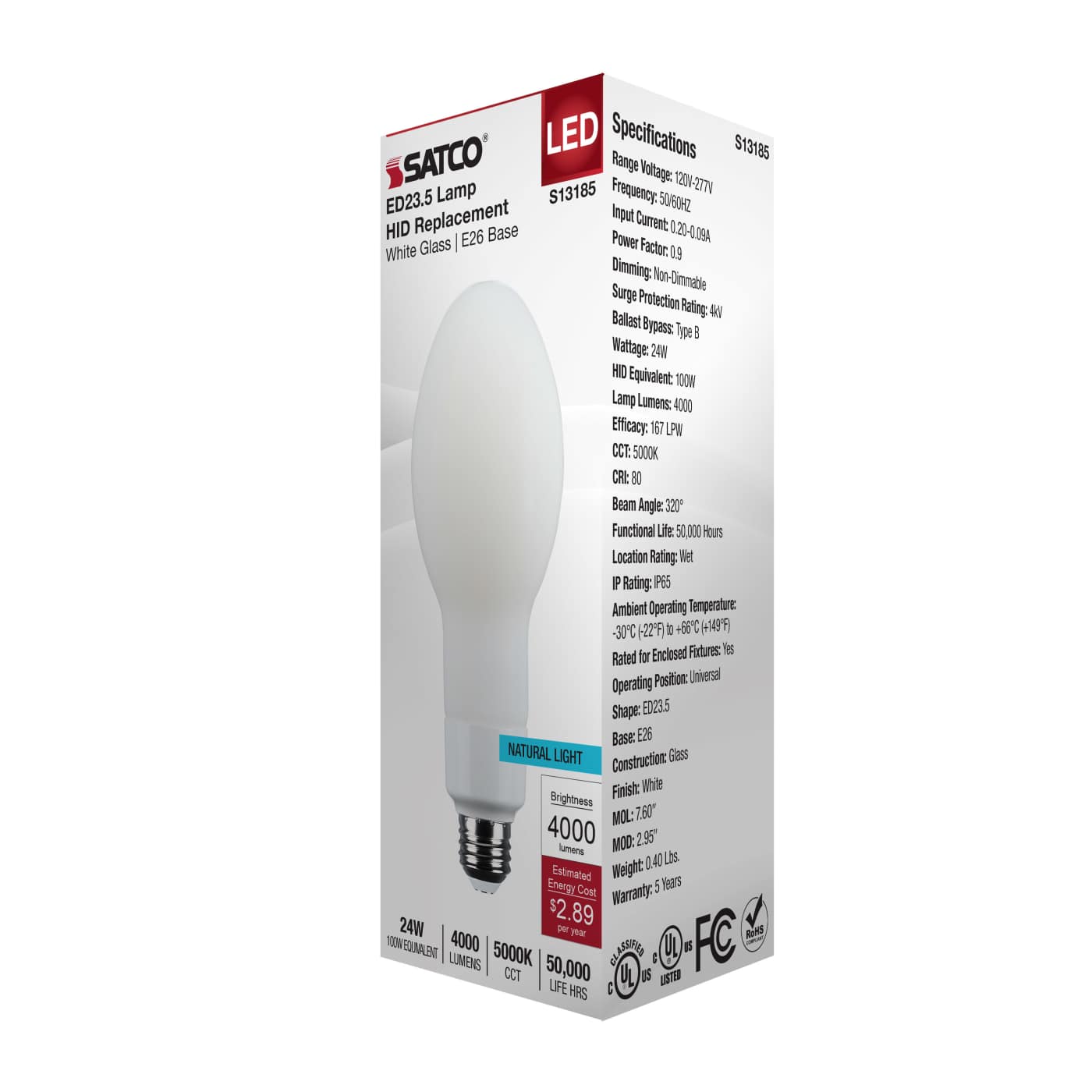 24W/LED/HID/ED23.5/850/E26/WH - S13185