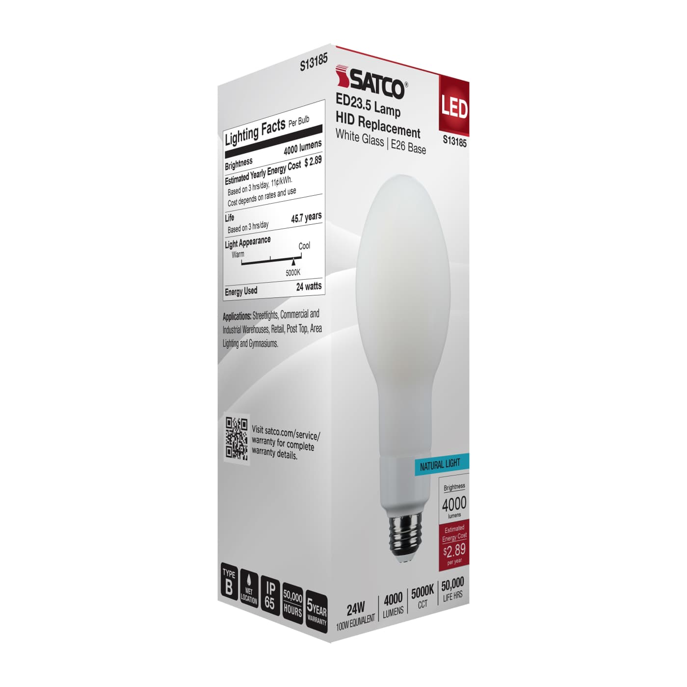 24W/LED/HID/ED23.5/850/E26/WH - S13185