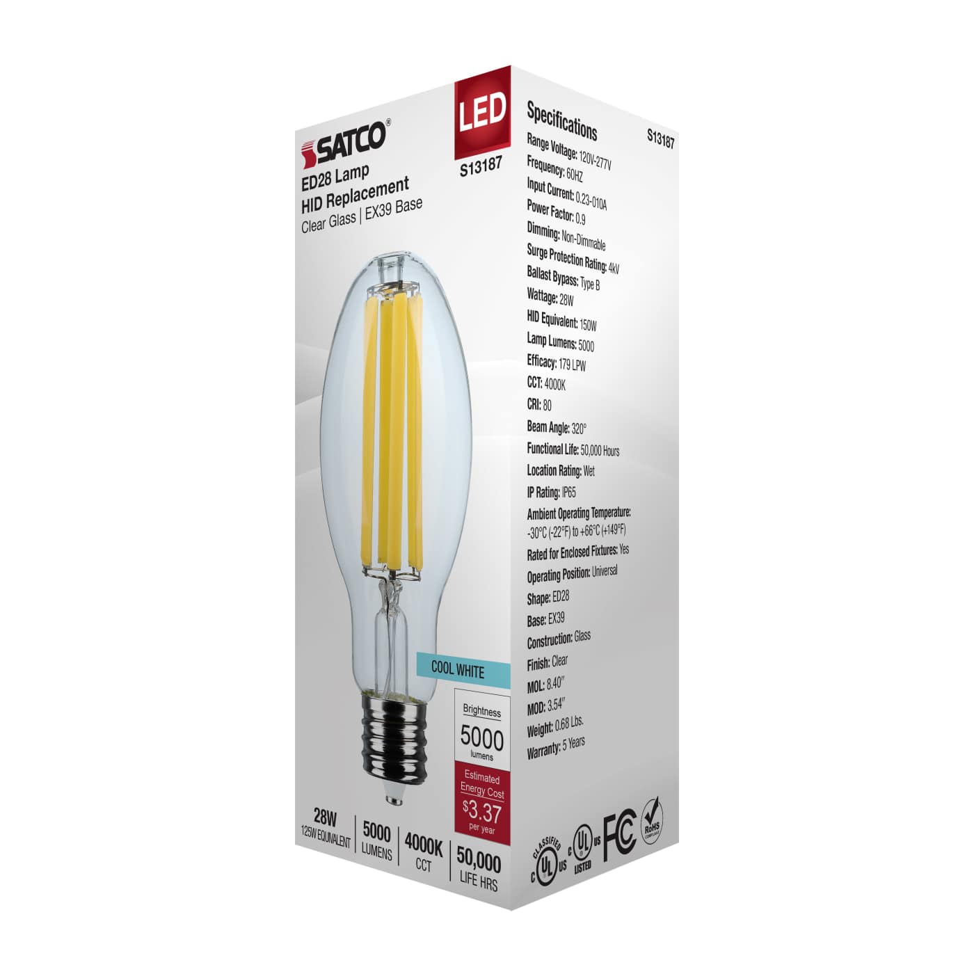 28W/LED/HID/ED28/840/EX39/CL - S13187