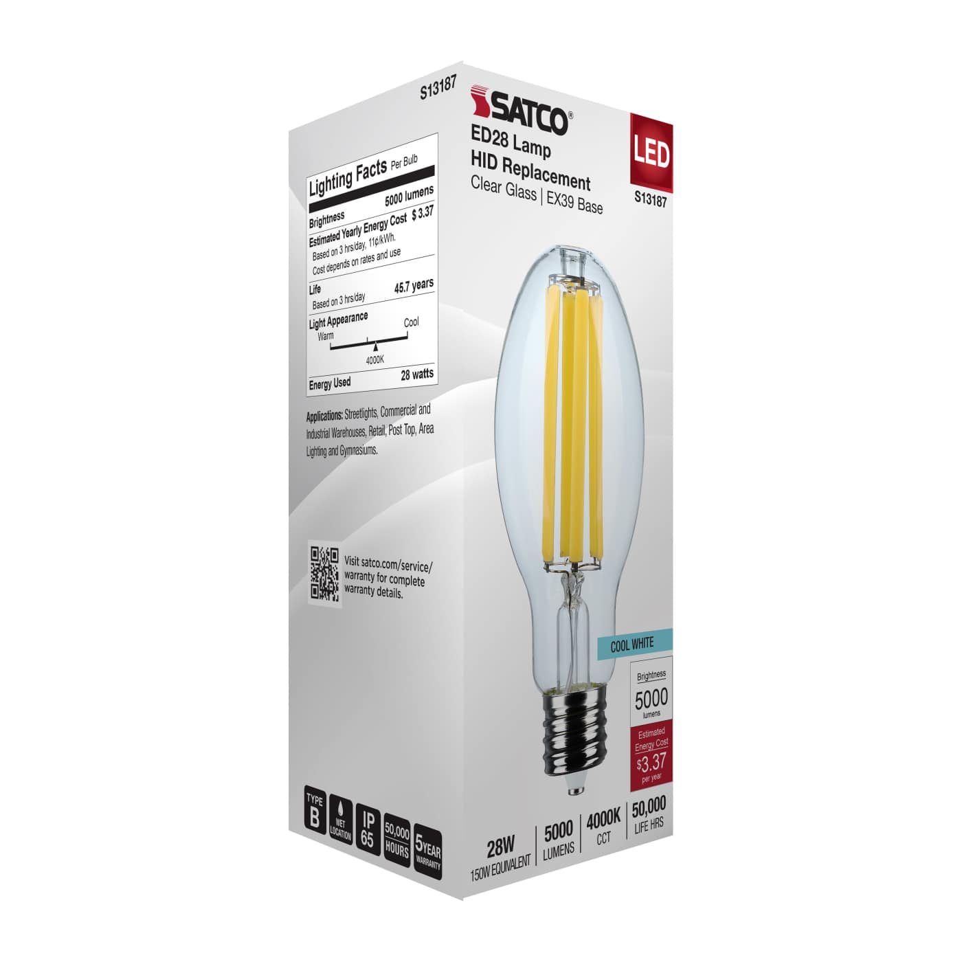 28W/LED/HID/ED28/840/EX39/CL - S13187