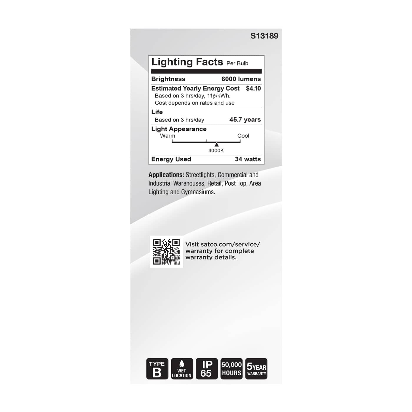 34W/LED/HID/ED28/840/EX39/CL - S13189