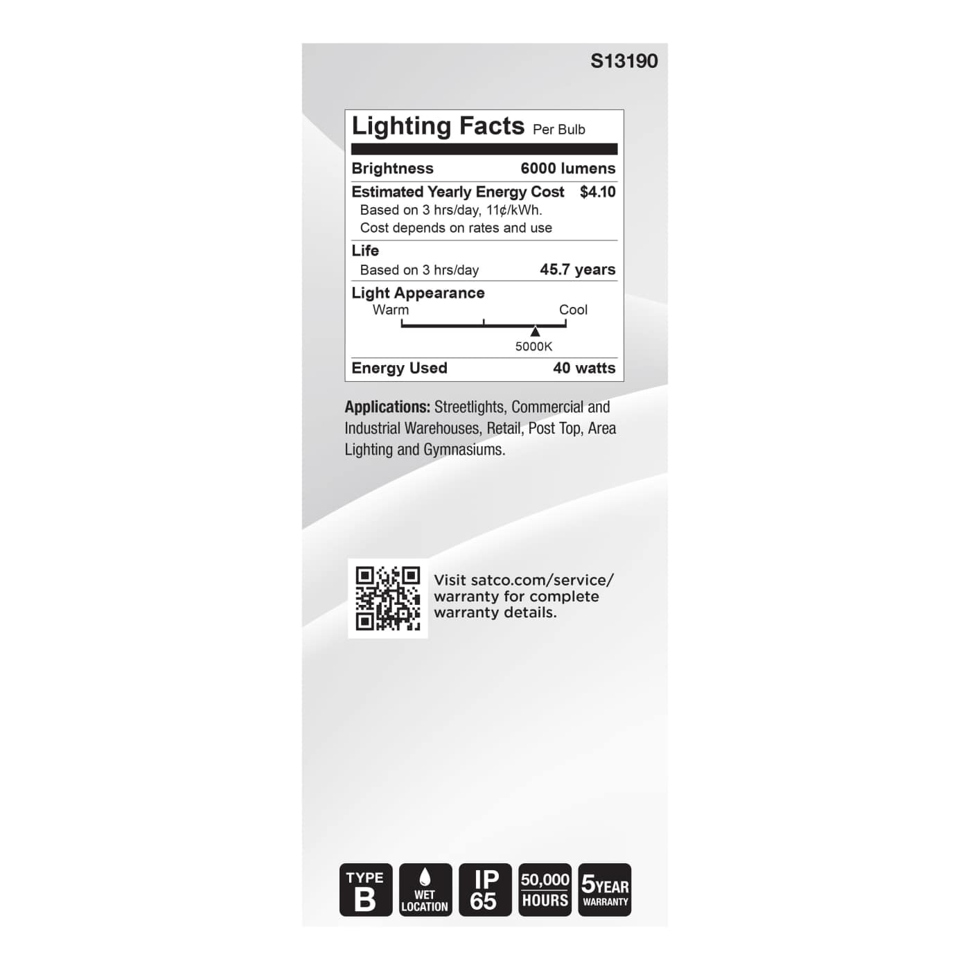 40W/LED/HID/ED28/850/EX39/WH - S13190