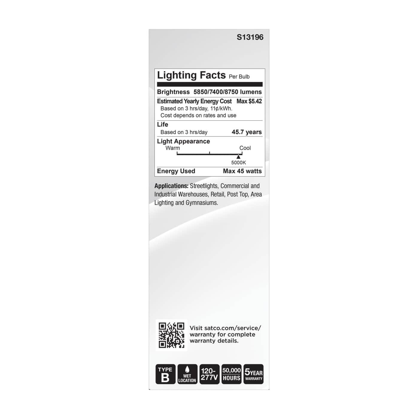 45W/LED/HID/ED28/850/EX39/CL - S13196