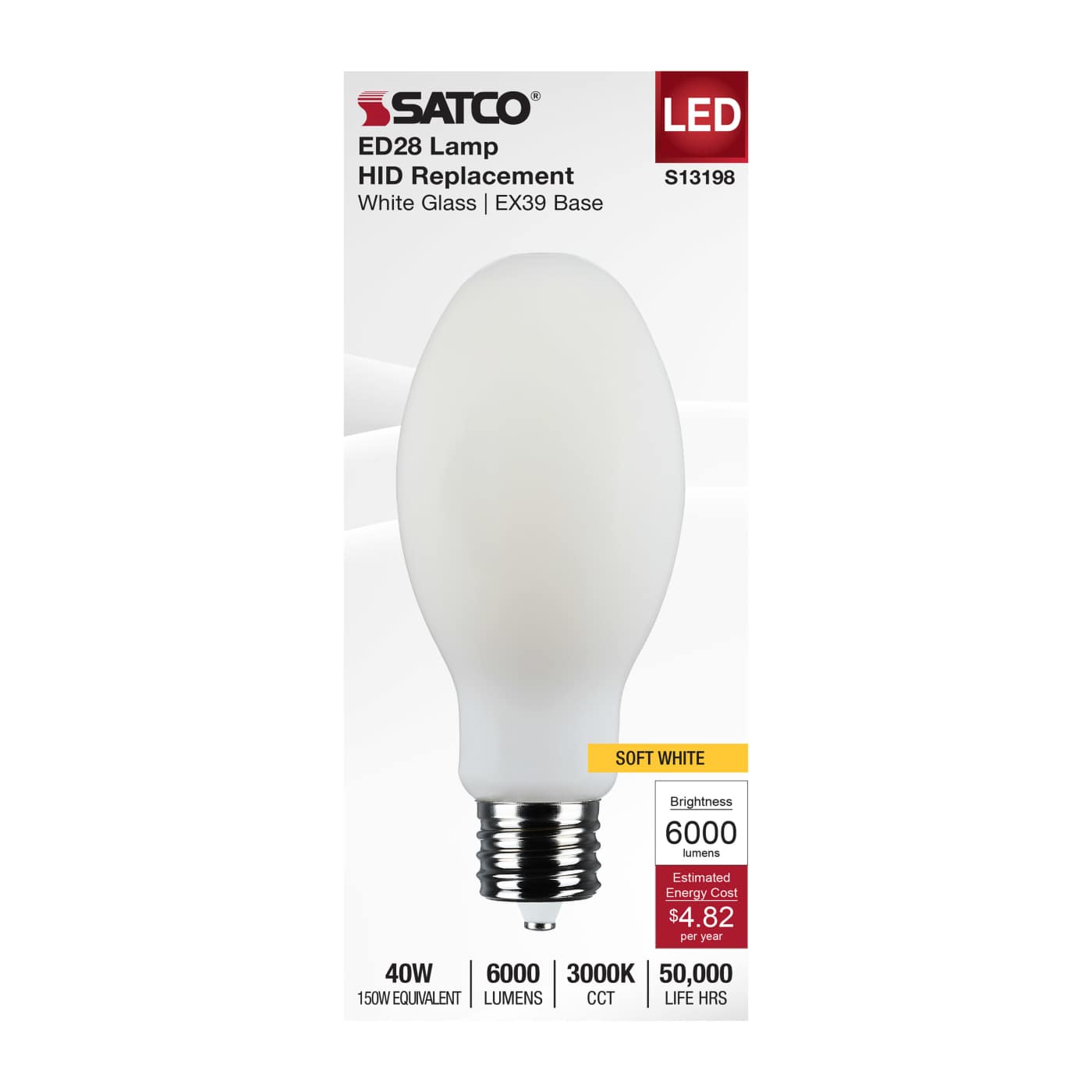 40W/LED/HID/ED28/830/EX39/WH - S13198