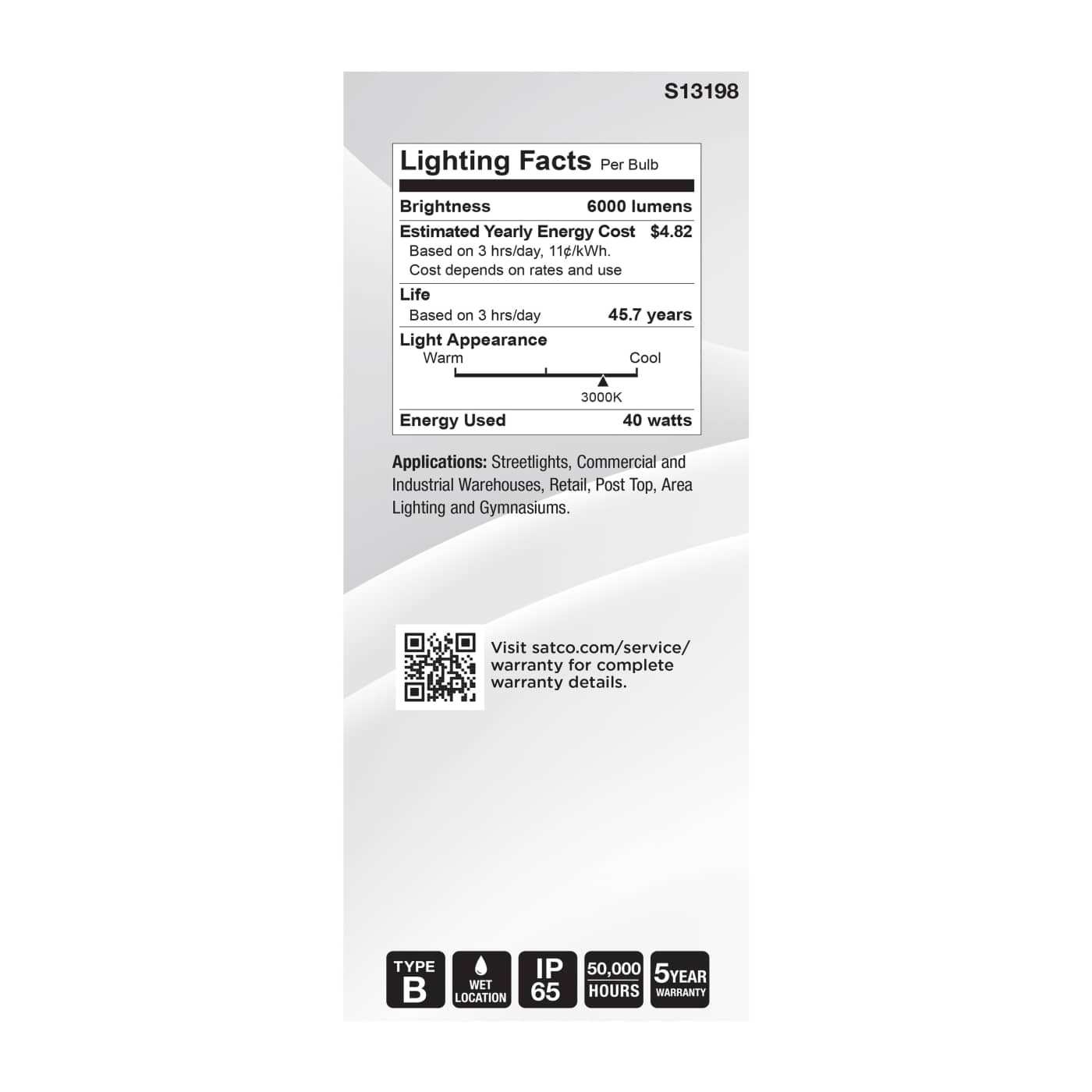 40W/LED/HID/ED28/830/EX39/WH - S13198