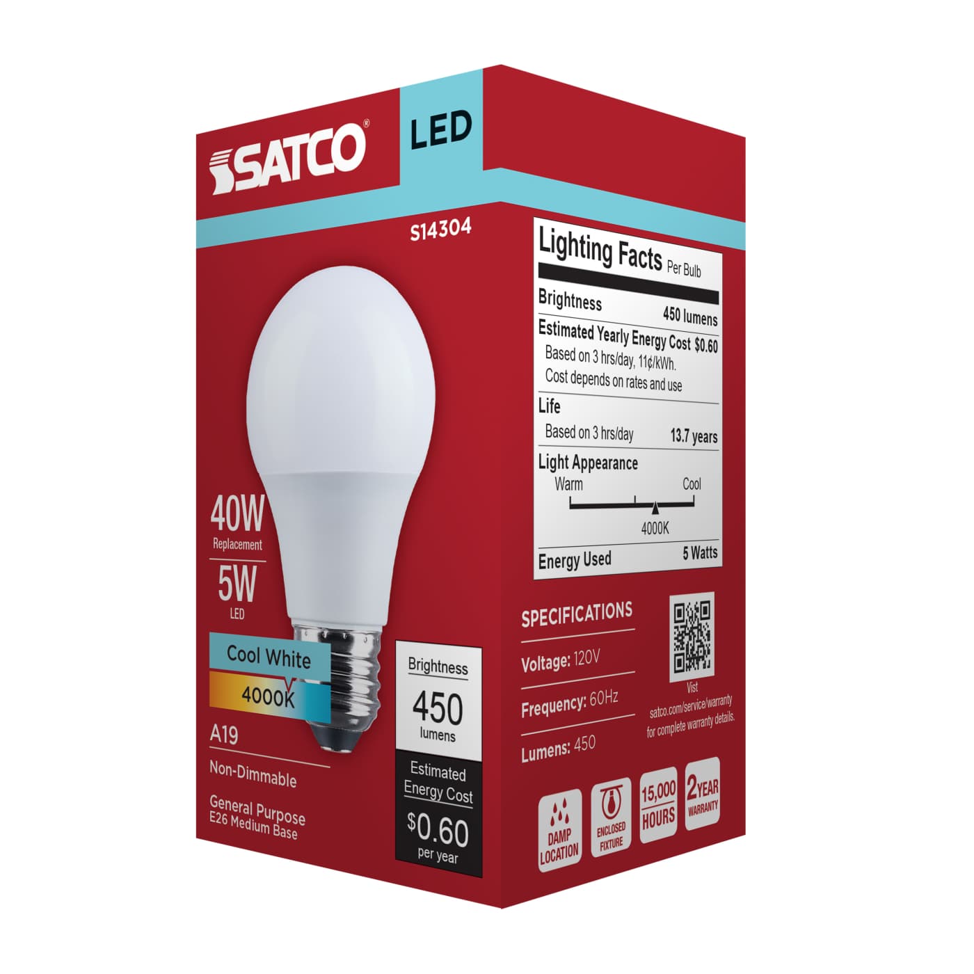 5A19L/840/E26/P/ND/1PK - S14304