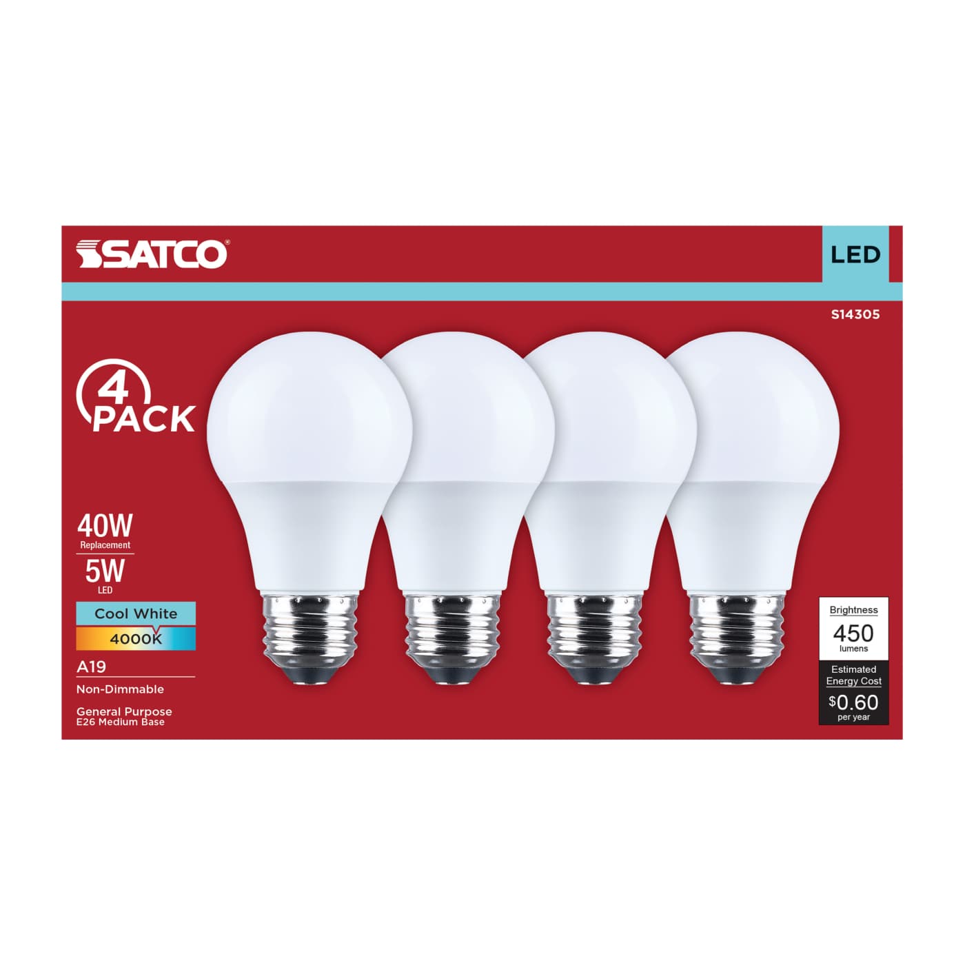 5A19L/840/E26/P/ND/4PK - S14305